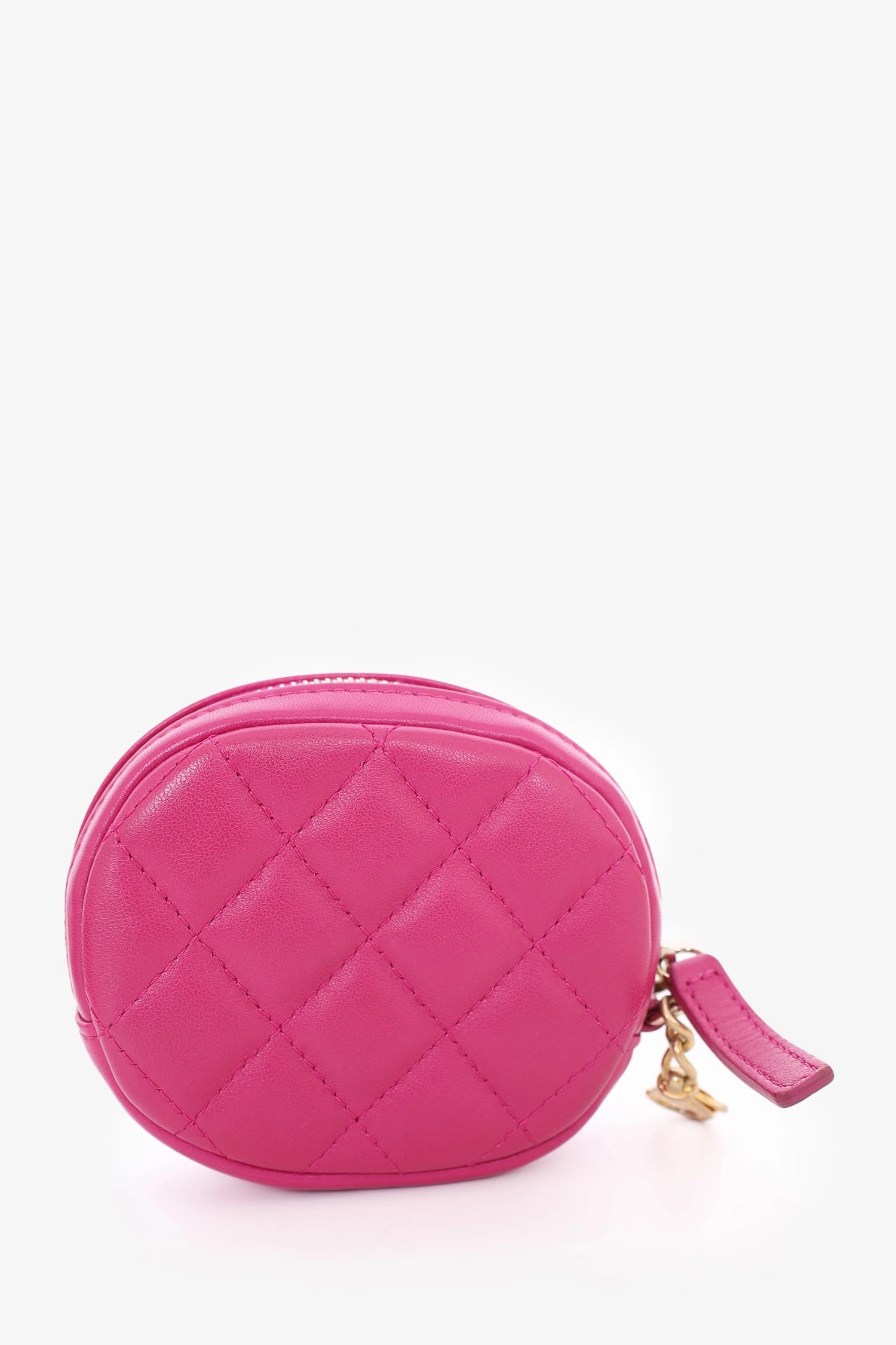 Pre-Loved Chanel 2019-20 Fuchsia Tweed 19 Round Clutch with Coin Purse