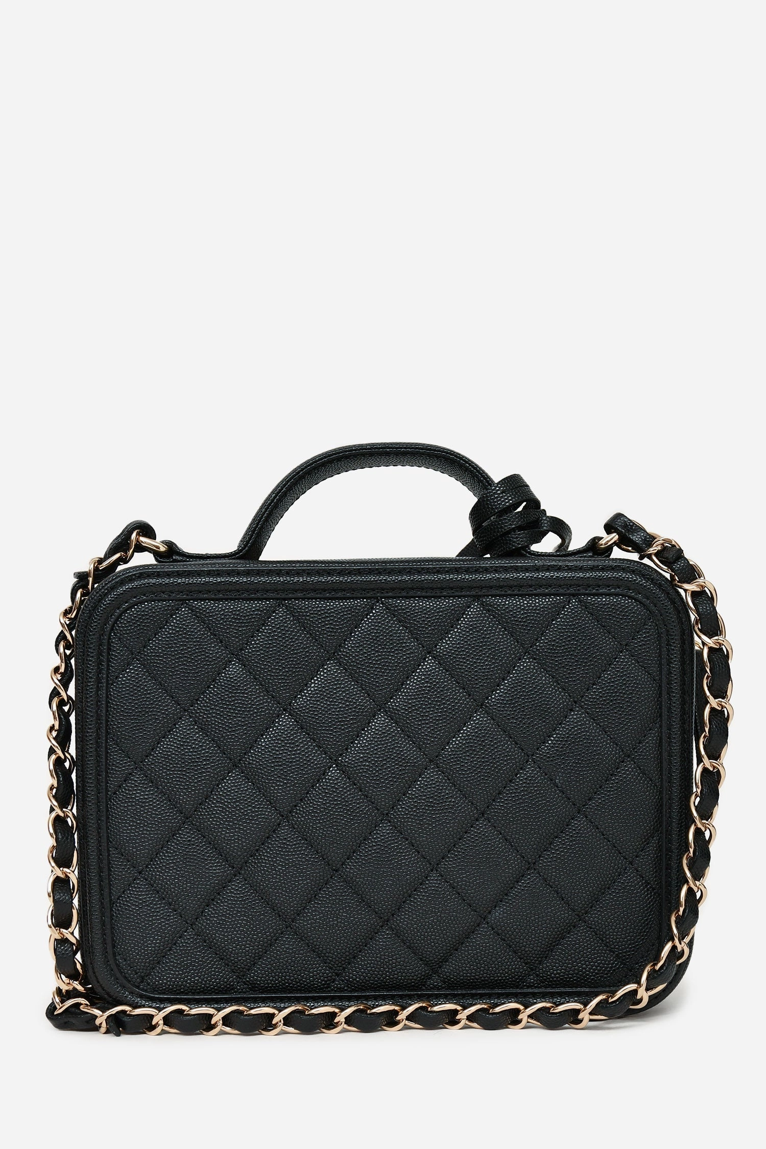 Pre-Loved Chanel 2019 Black Caviar Medium CC Filigree Vanity Case