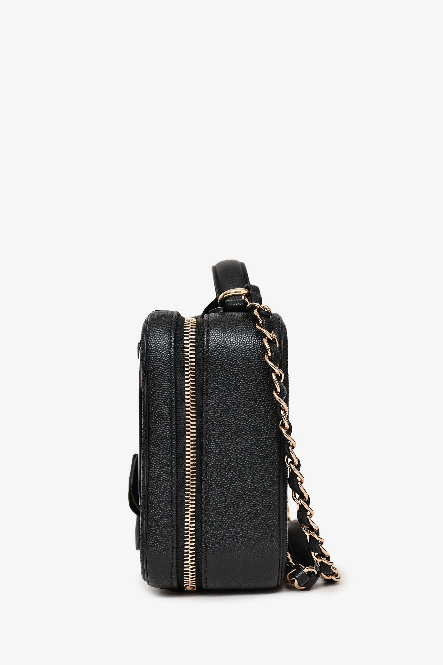 Pre-Loved Chanel 2019 Black Caviar Medium CC Filigree Vanity Case