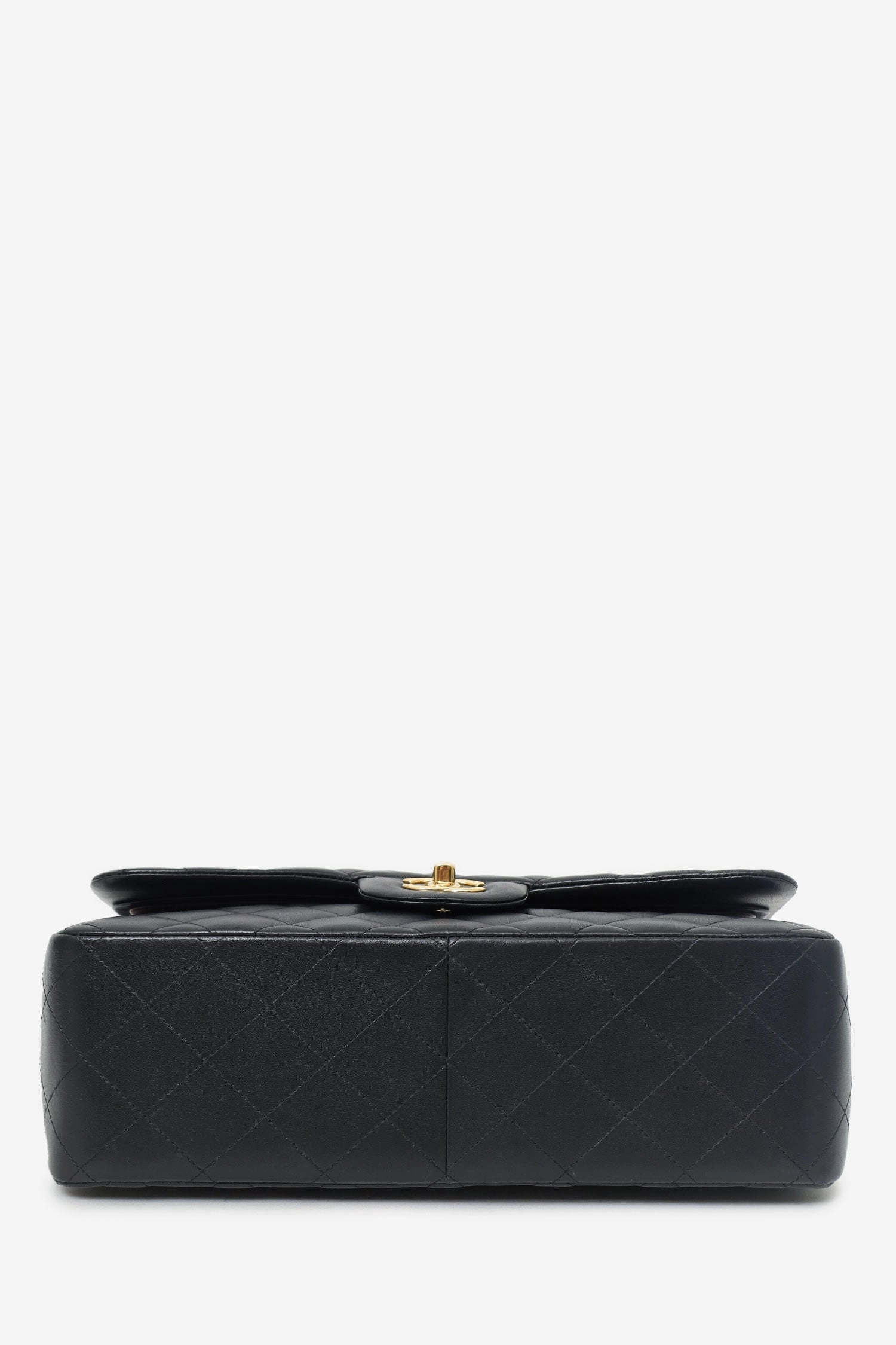 Pre-Loved Chanel 2019 Black Lambskin Leather Double Flap Jumbo Bag