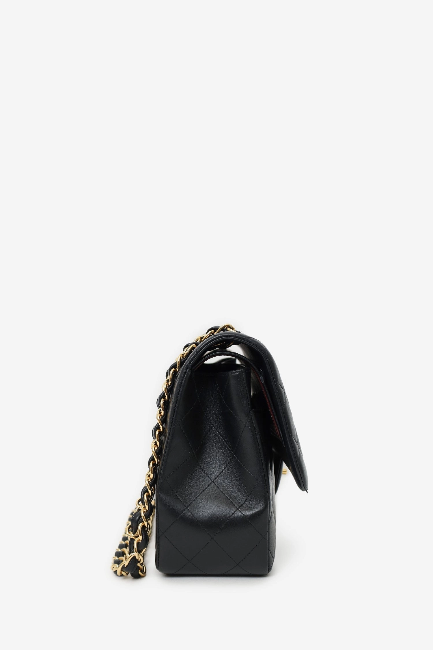 Pre-Loved Chanel 2019 Black Lambskin Leather Double Flap Jumbo Bag