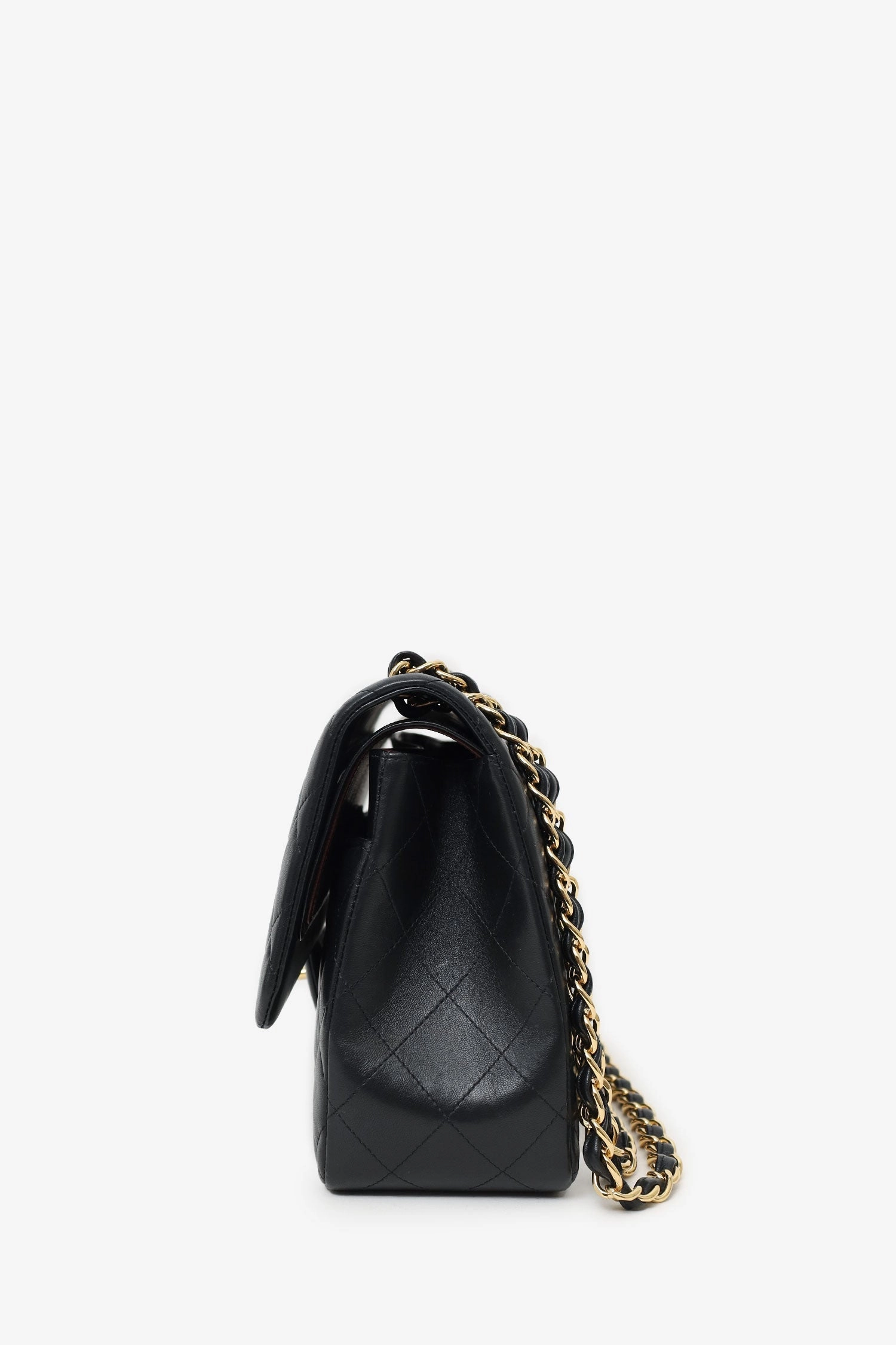 Pre-Loved Chanel 2019 Black Lambskin Leather Double Flap Jumbo Bag