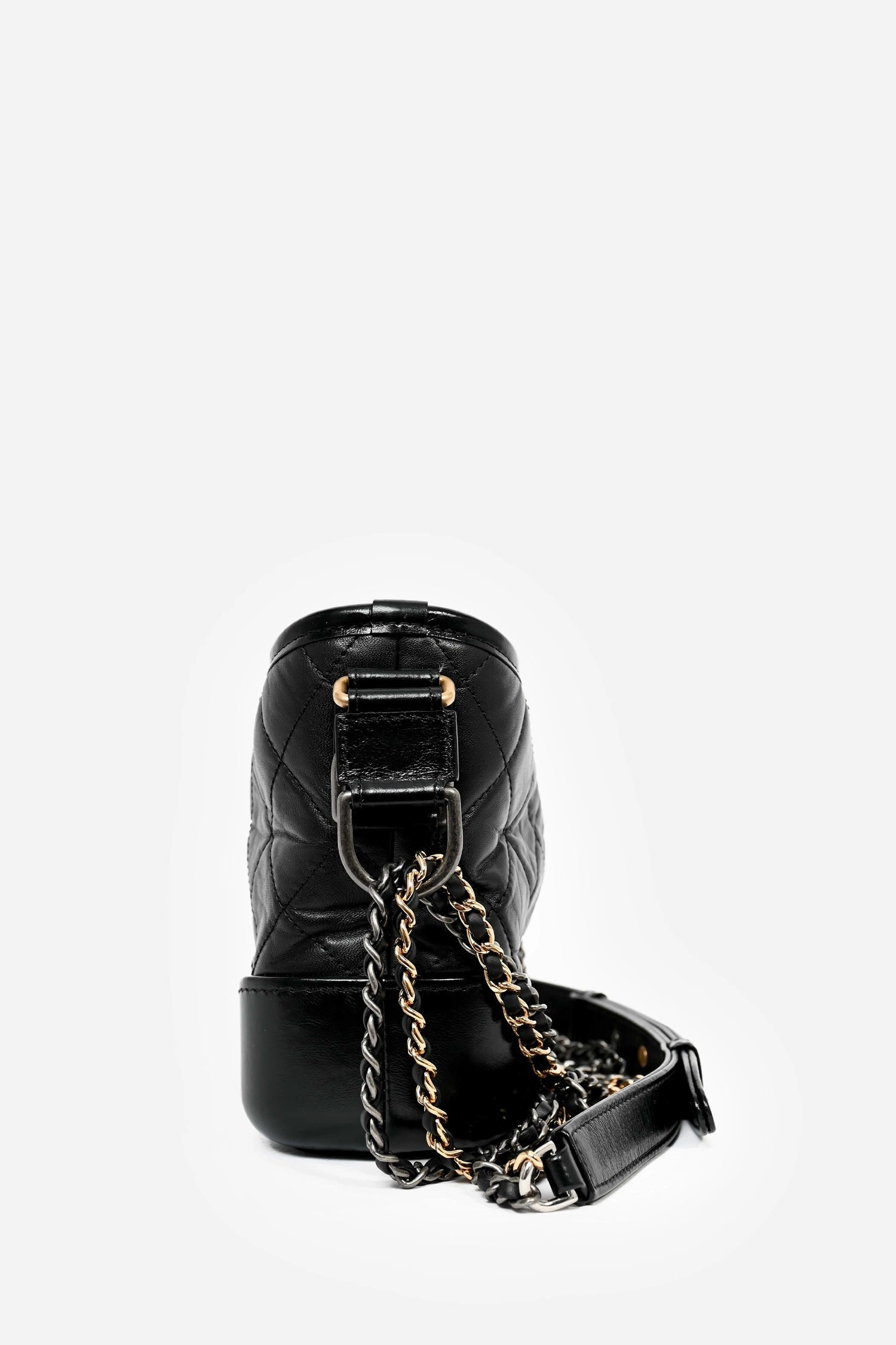 Pre-Loved Chanel 2019 Black Lambskin Leather Small Gabrielle Bag
