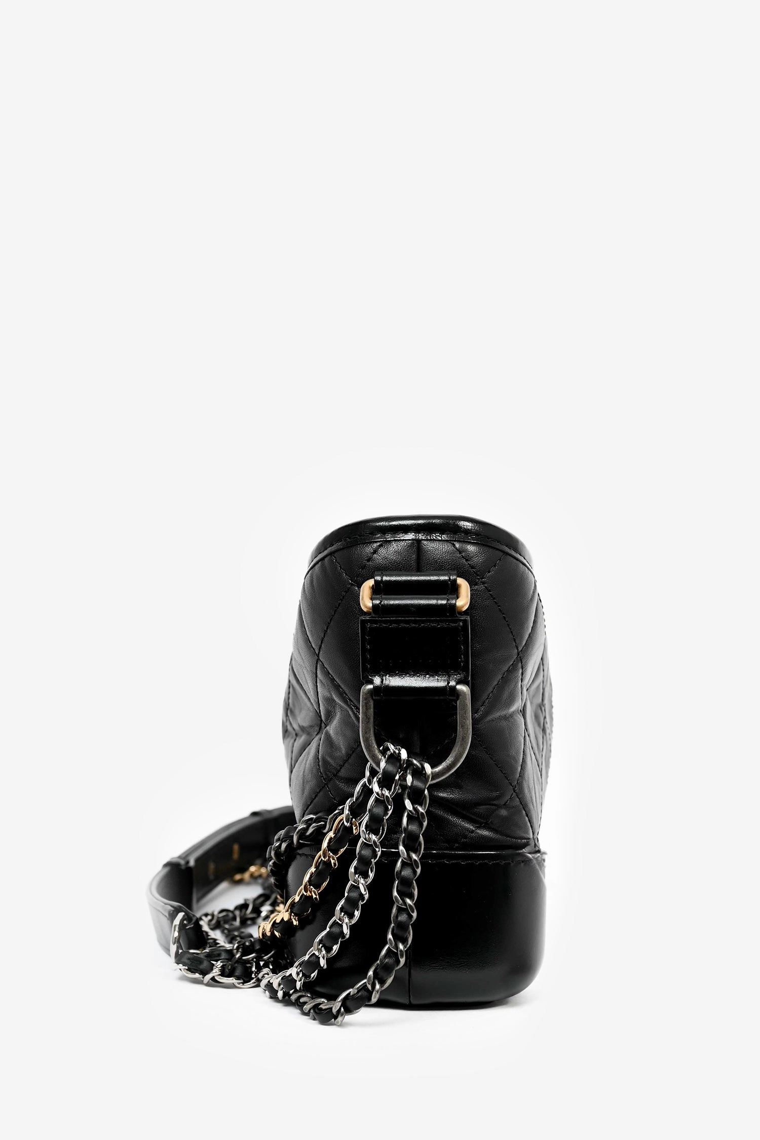 Pre-Loved Chanel 2019 Black Lambskin Leather Small Gabrielle Bag