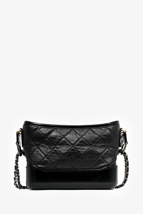 Pre-Loved Chanel 2019 Black Lambskin Leather Small Gabrielle Bag