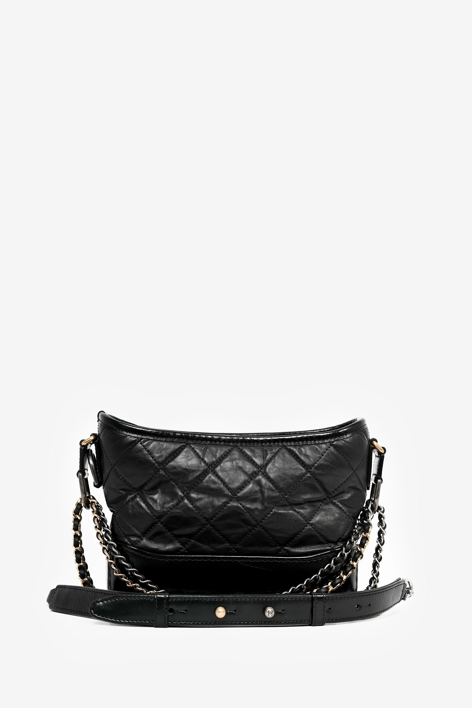 Pre-Loved Chanel 2019 Black Lambskin Leather Small Gabrielle Bag