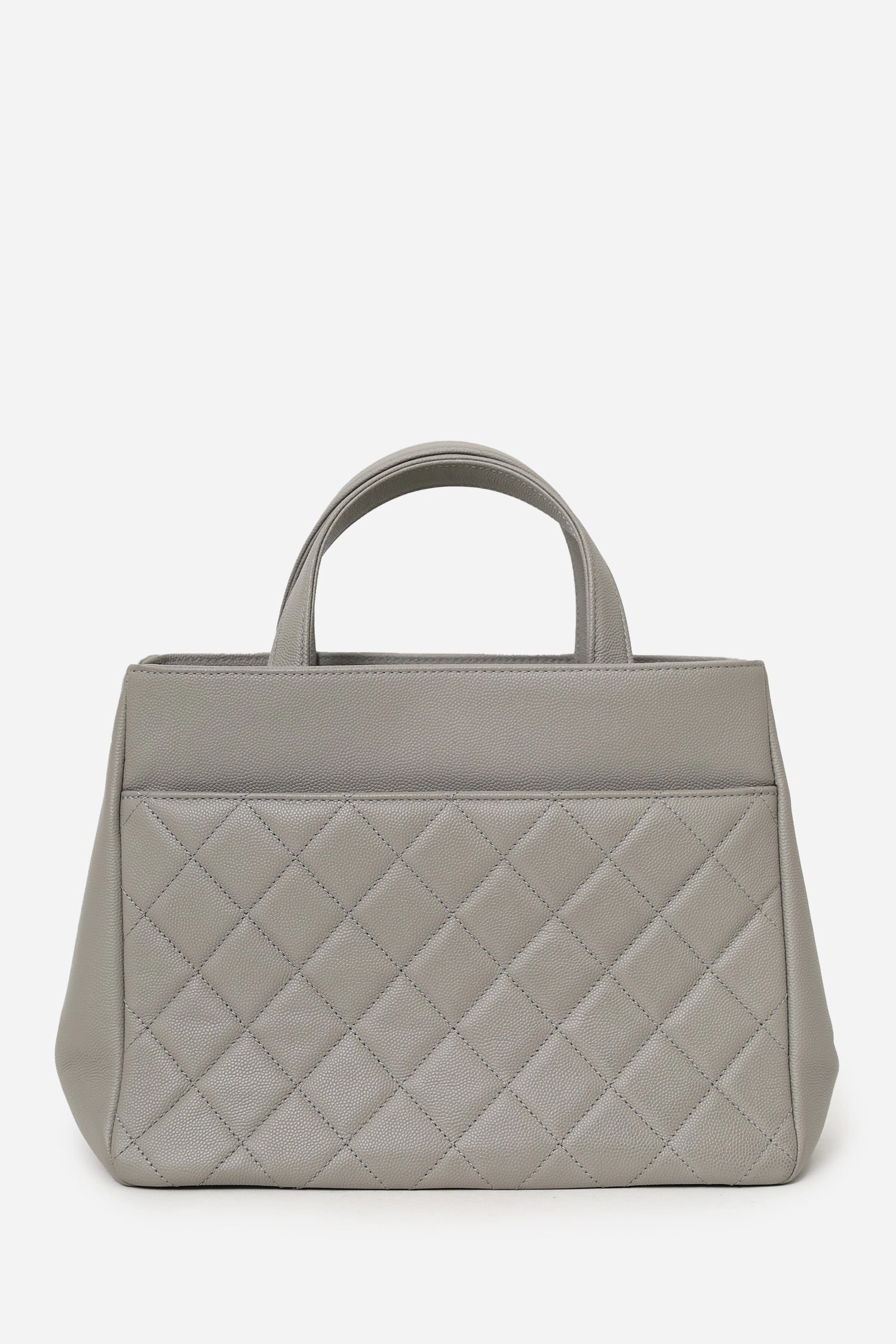 Pre-Loved Chanel 2019 Grey Caviar Leather Quilted Small Business Affinity Shopping Tote