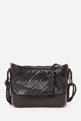 Pre-Loved Chanel 2019 So Black Quilted Leather Small Gabrielle Crossbody Bag