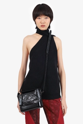 Pre-Loved Chanel 2019 So Black Quilted Leather Small Gabrielle Crossbody Bag