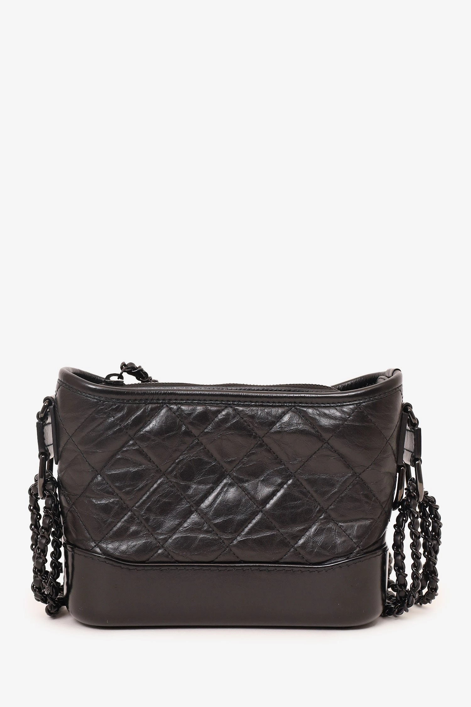 Pre-Loved Chanel 2019 So Black Quilted Leather Small Gabrielle Crossbody Bag
