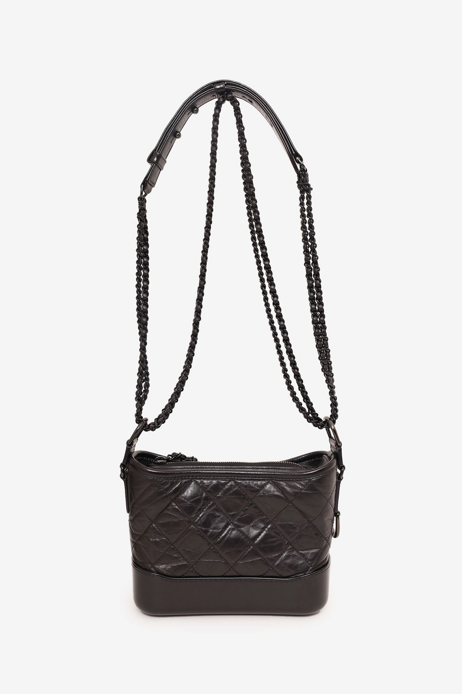 Pre-Loved Chanel 2019 So Black Quilted Leather Small Gabrielle Crossbody Bag