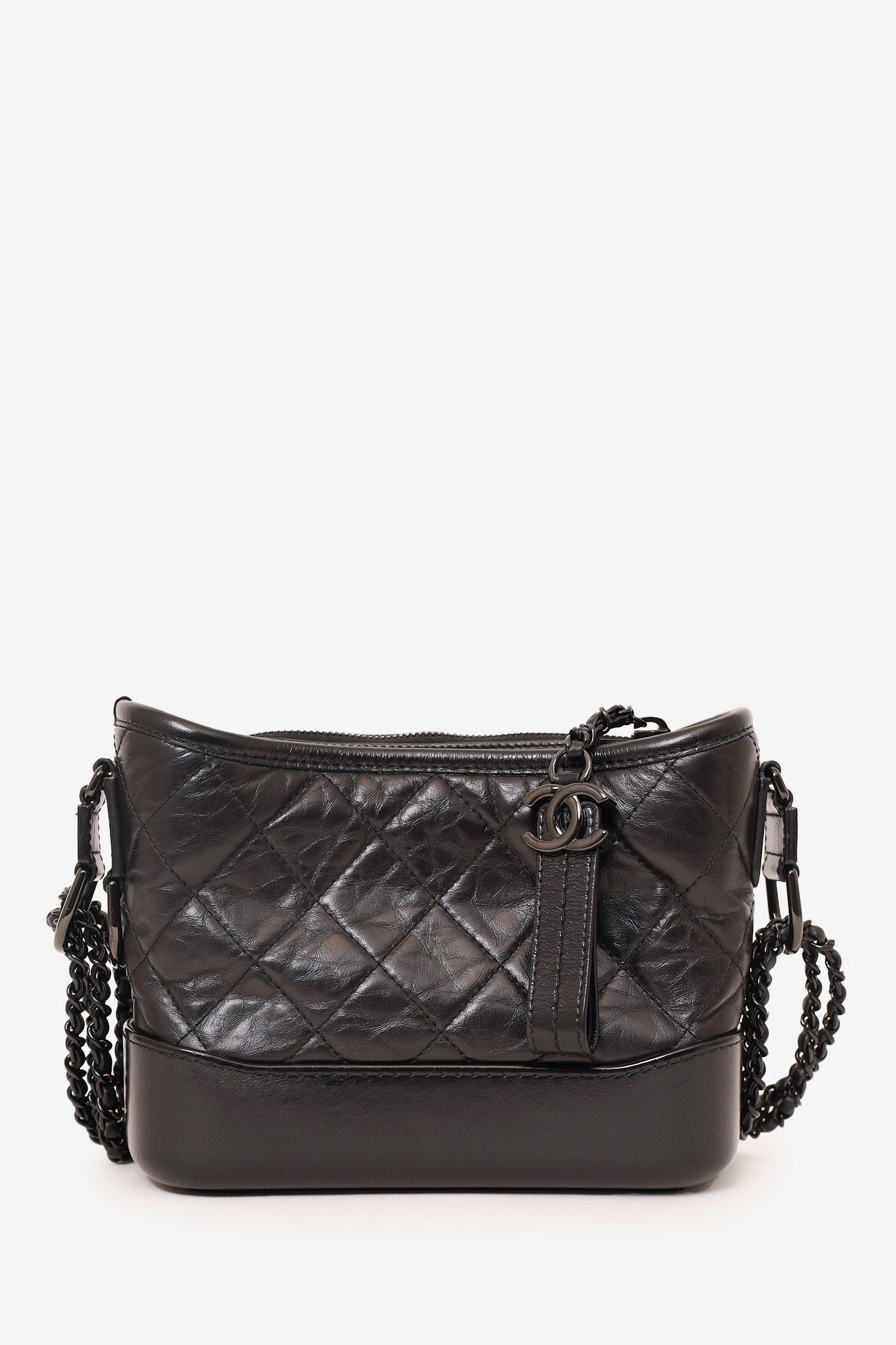 Pre-Loved Chanel 2019 So Black Quilted Leather Small Gabrielle Crossbody Bag