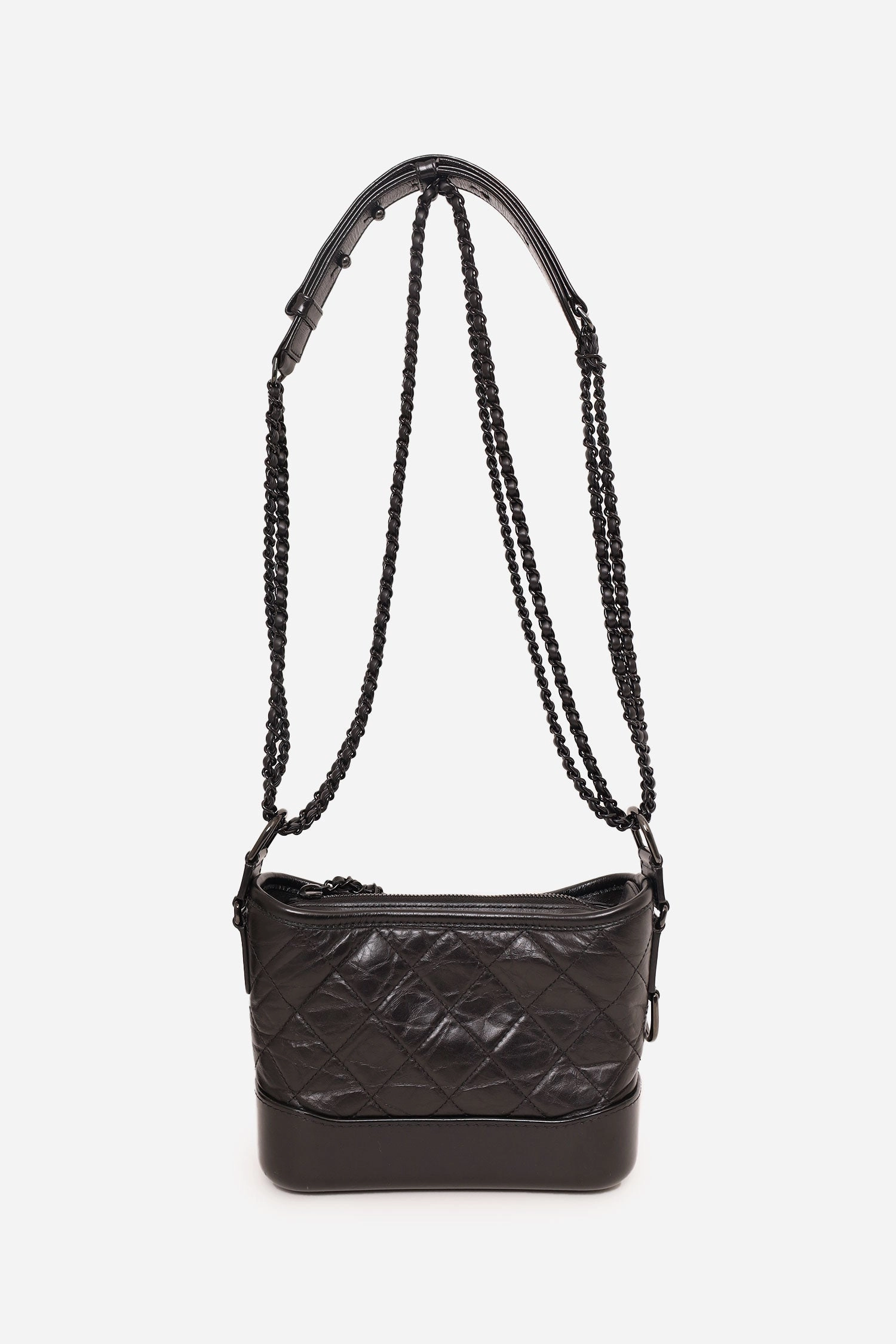 Pre-Loved Chanel 2019 So Black Quilted Leather Small Gabrielle Crossbody Bag