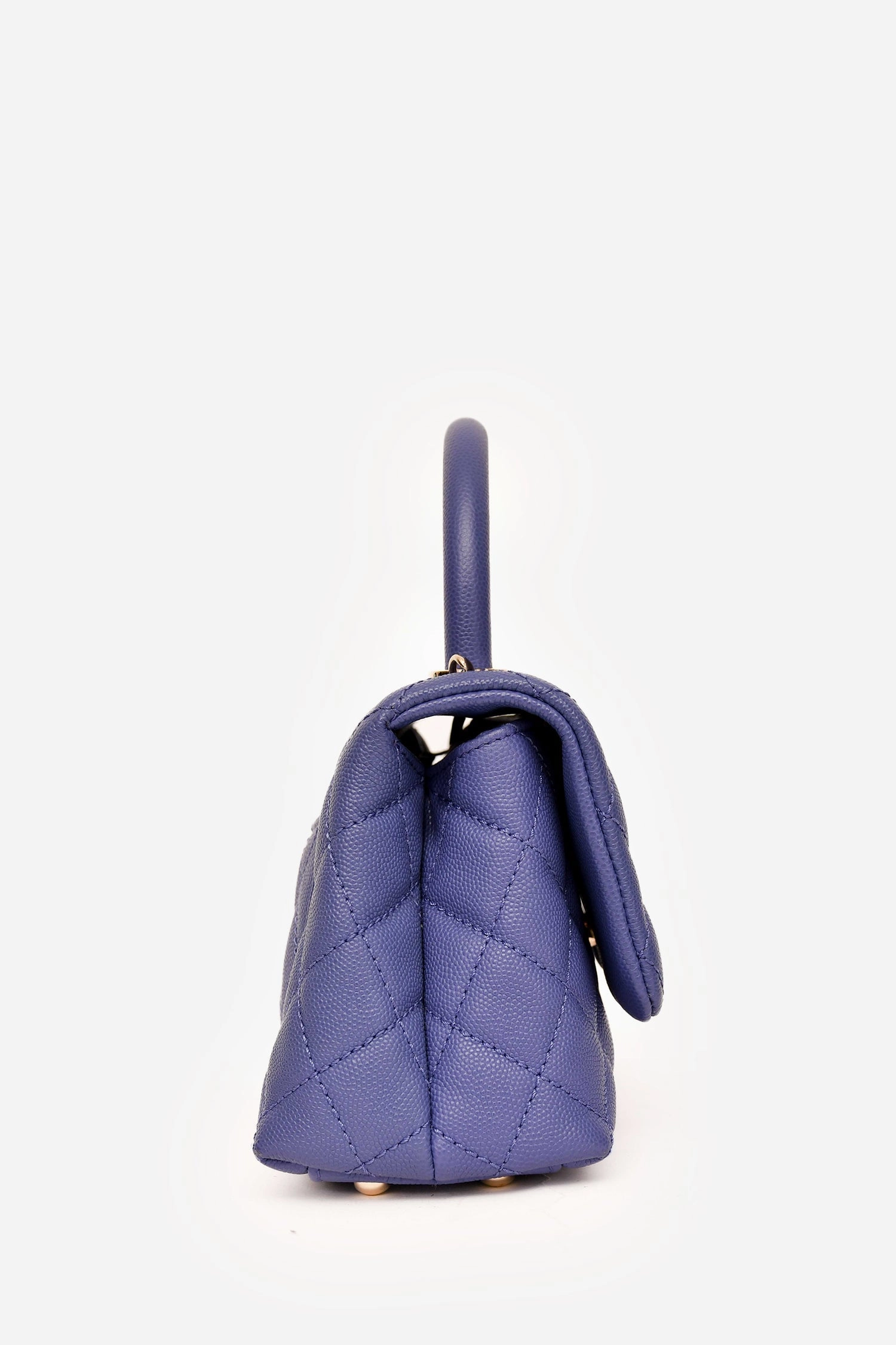Pre-Loved Chanel 2020 Purple Caviar Leather Mini Coco Top Handle