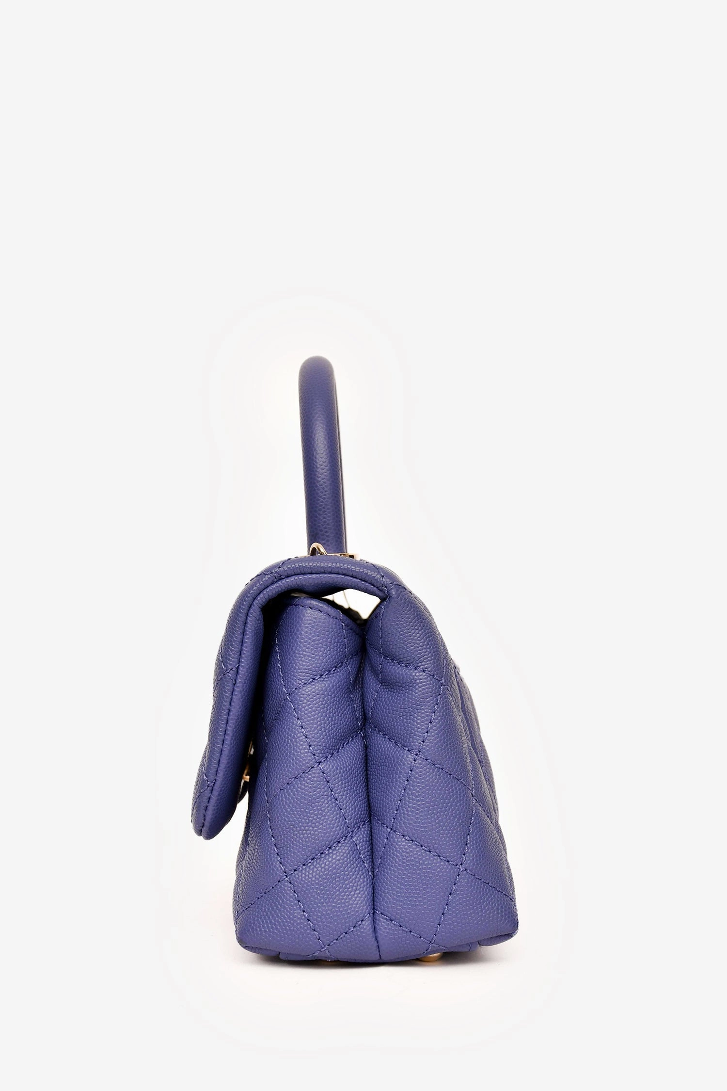 Pre-Loved Chanel 2020 Purple Caviar Leather Mini Coco Top Handle