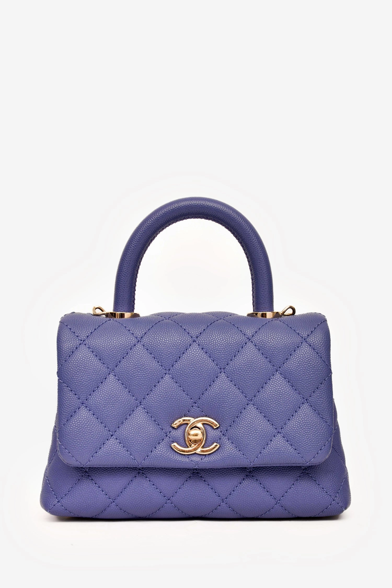 Pre-Loved Chanel 2020 Purple Caviar Leather Mini Coco Top Handle