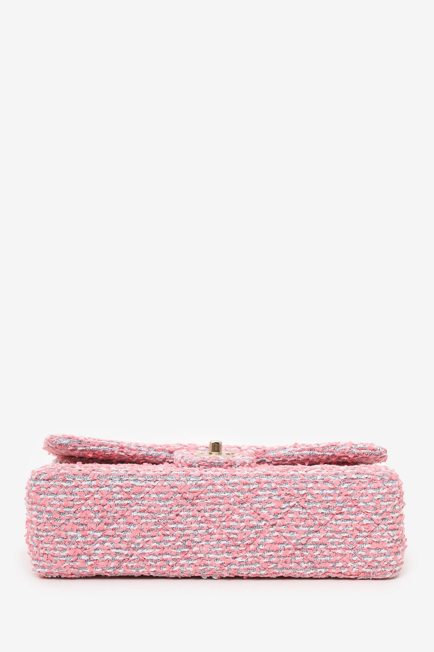 Pre-Loved Chanel 2021 Pink Tweed Medium Flap Shoulder Bag