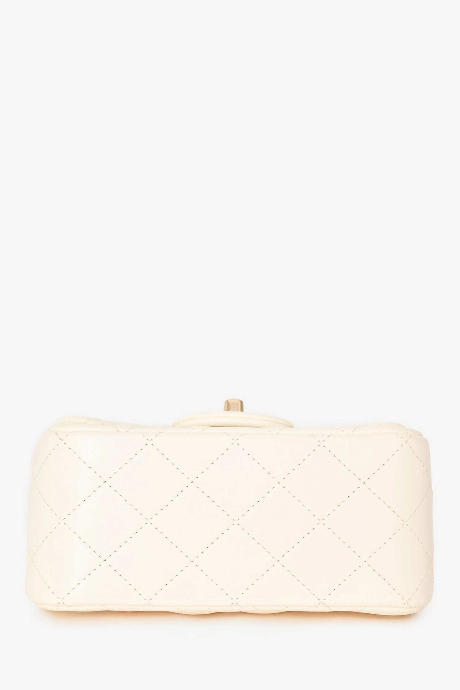 Pre-Loved Chanel 2021 White Lambskin Leather Quilted Mini Square Flap