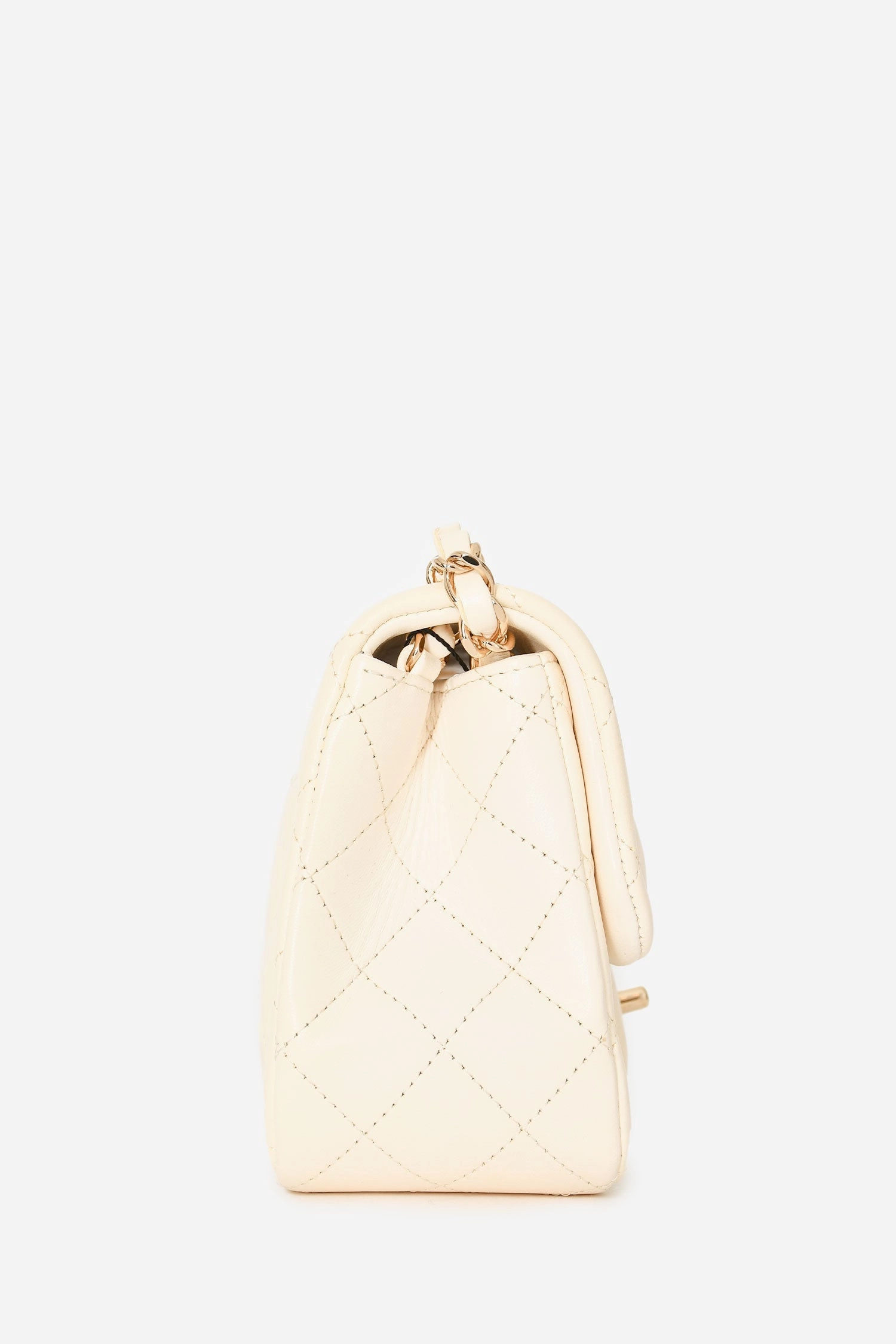 Pre-Loved Chanel 2021 White Lambskin Leather Quilted Mini Square Flap