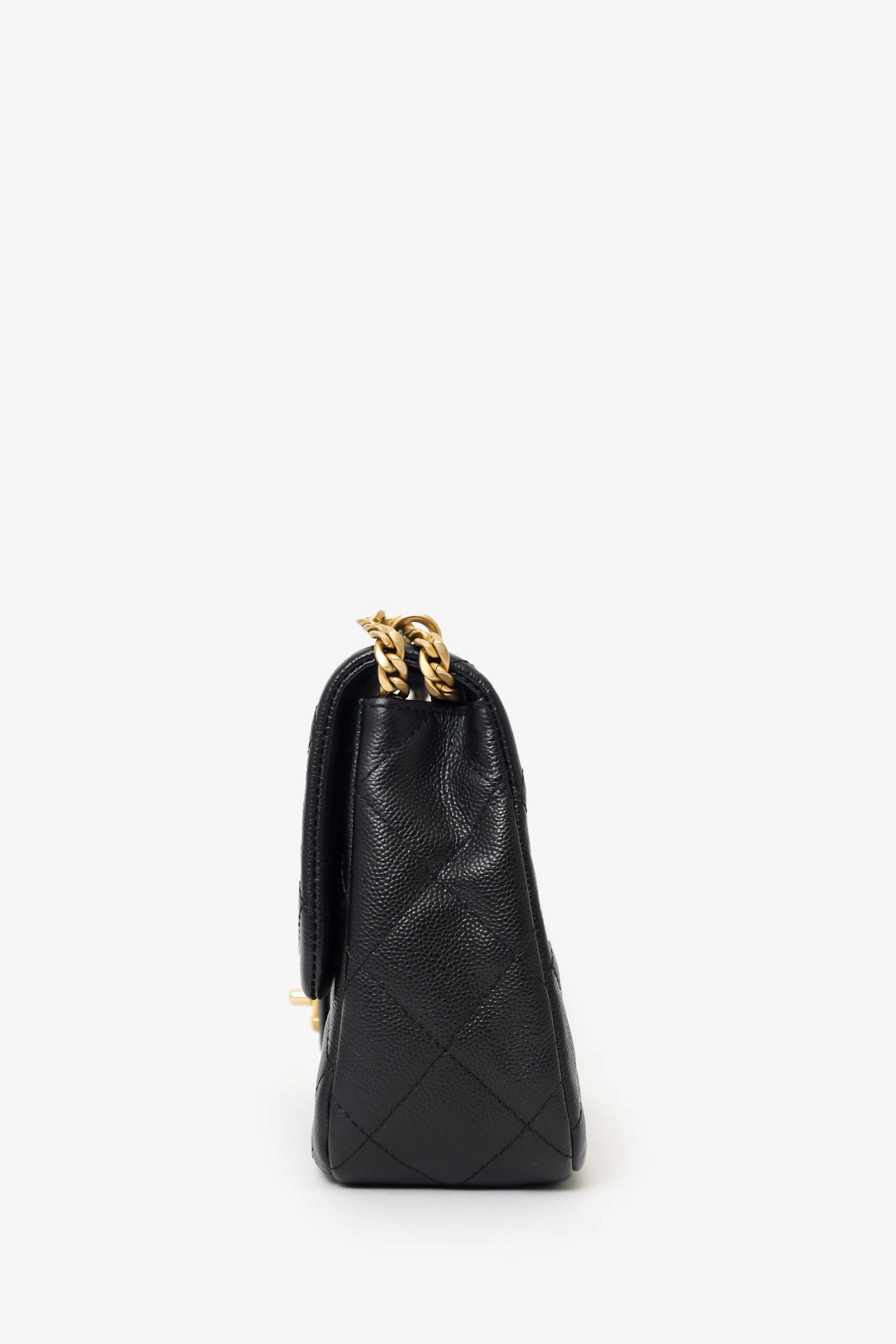 Pre-Loved Chanel 2023 Black Caviar Quilted Mini Sweetheart Flap Black