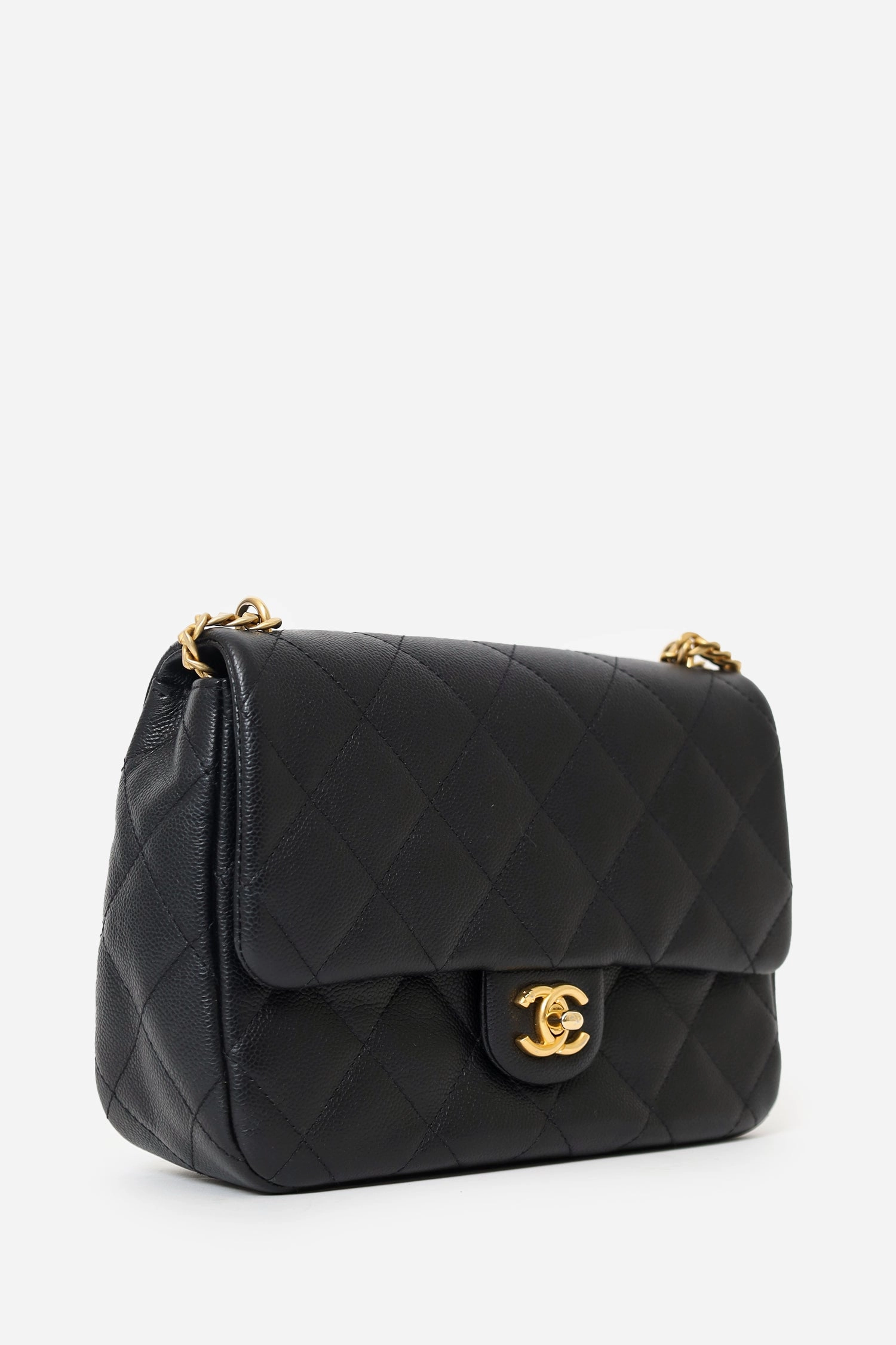 Pre-Loved Chanel 2023 Black Caviar Quilted Mini Sweetheart Flap Black