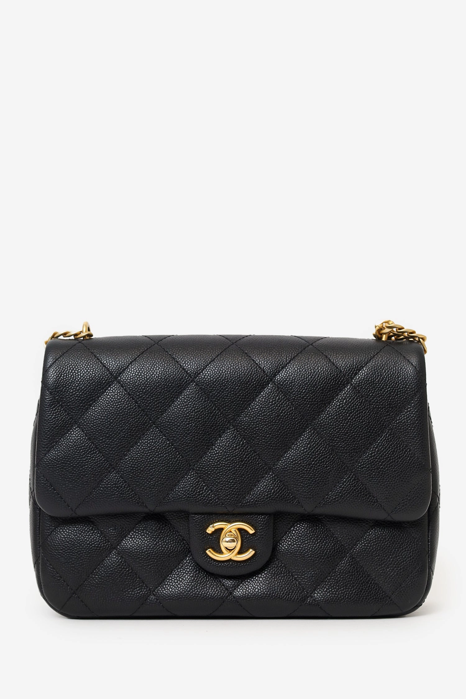 Pre-Loved Chanel 2023 Black Caviar Quilted Mini Sweetheart Flap Black