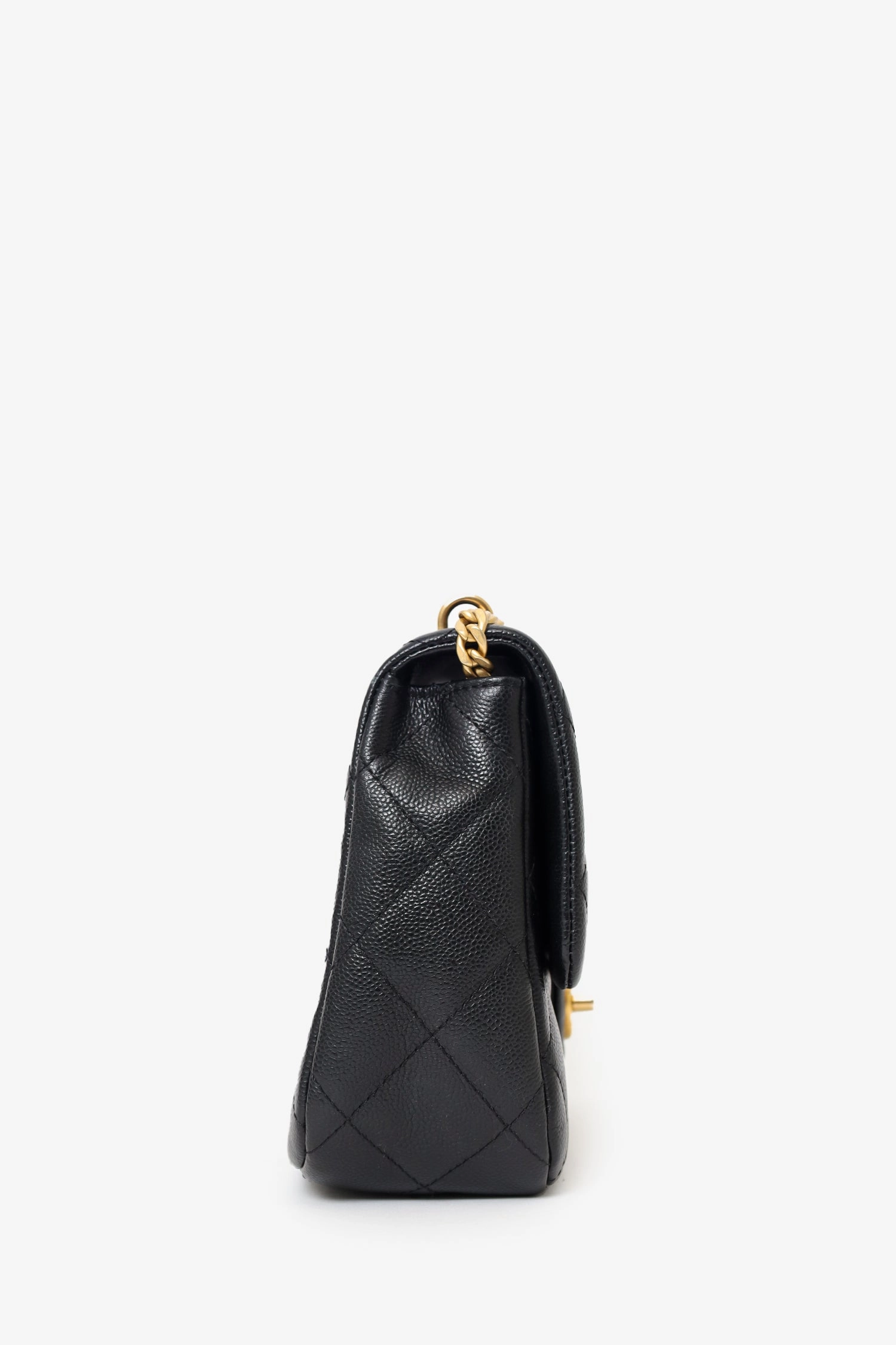 Pre-Loved Chanel 2023 Black Caviar Quilted Mini Sweetheart Flap Black