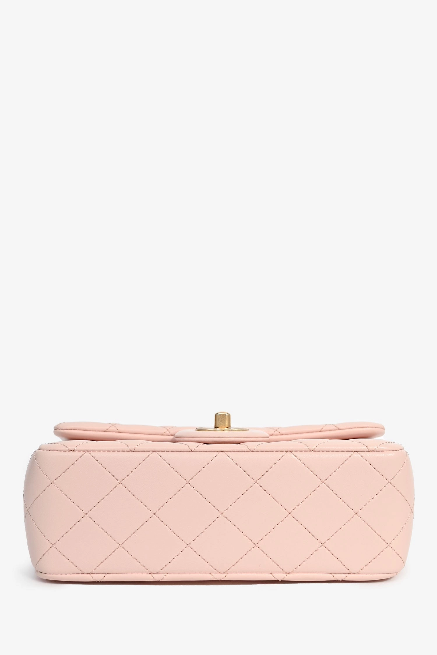 Pre-Loved Chanel 2023 Pink Lambskin Leather Mini Rectangular Pearl Crush Crossbody