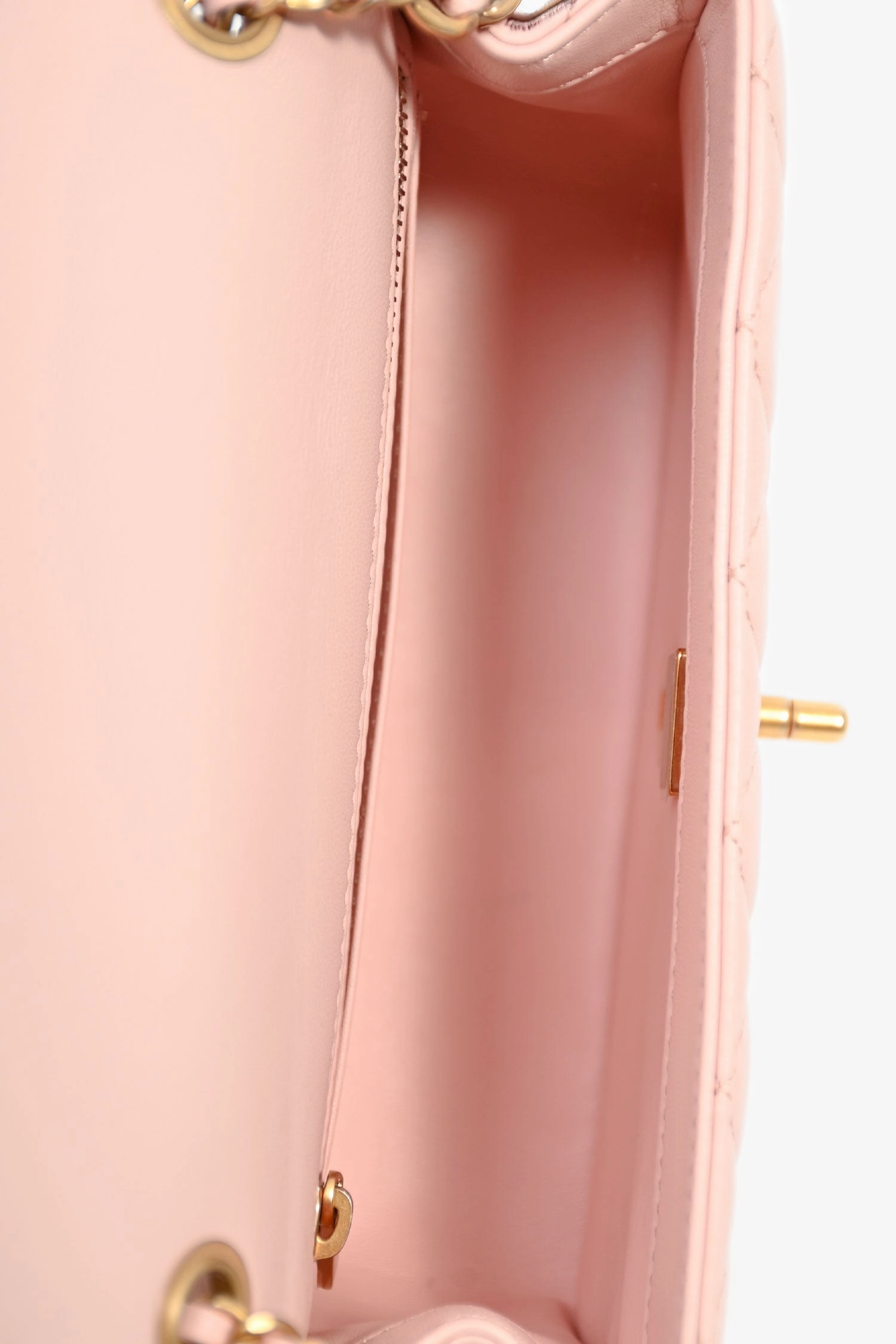 Pre-Loved Chanel 2023 Pink Lambskin Leather Mini Rectangular Pearl Crush Crossbody