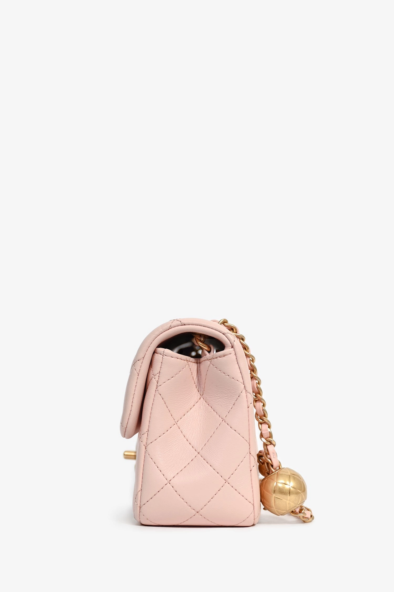 Pre-Loved Chanel 2023 Pink Lambskin Leather Mini Rectangular Pearl Crush Crossbody