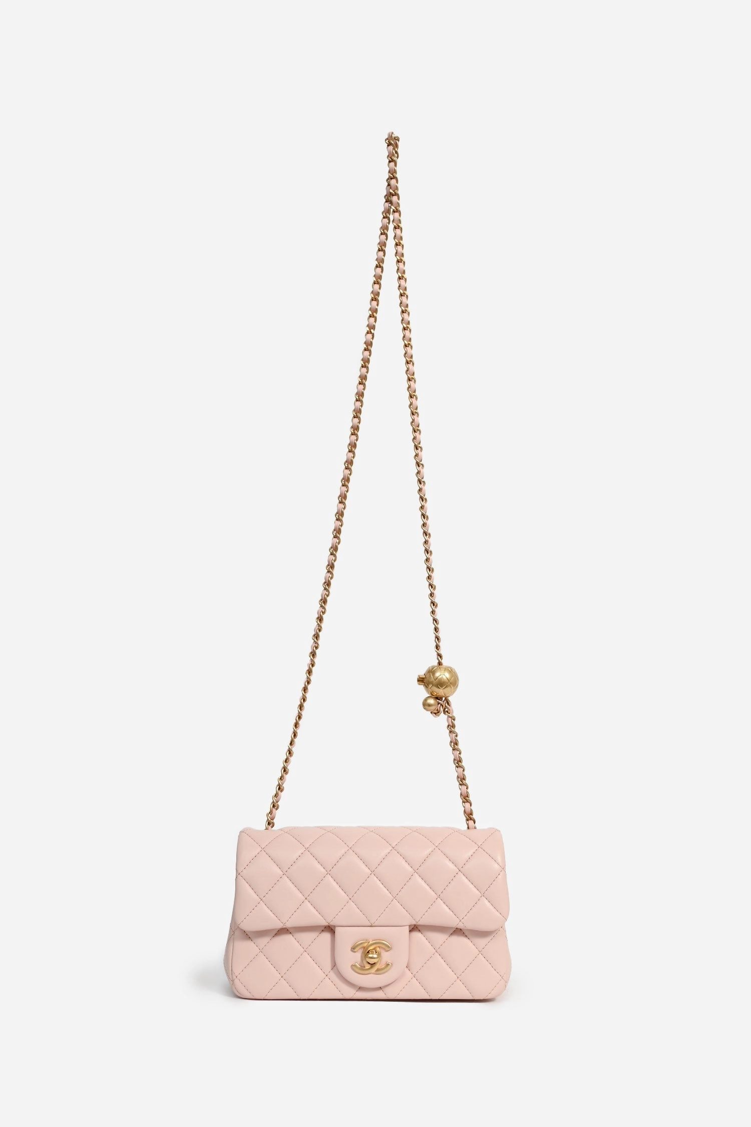 Pre-Loved Chanel 2023 Pink Lambskin Leather Mini Rectangular Pearl Crush Crossbody