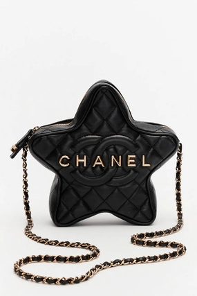 Pre-Loved Chanel 2024 Black Leather Walk Of Fame Star Handbag