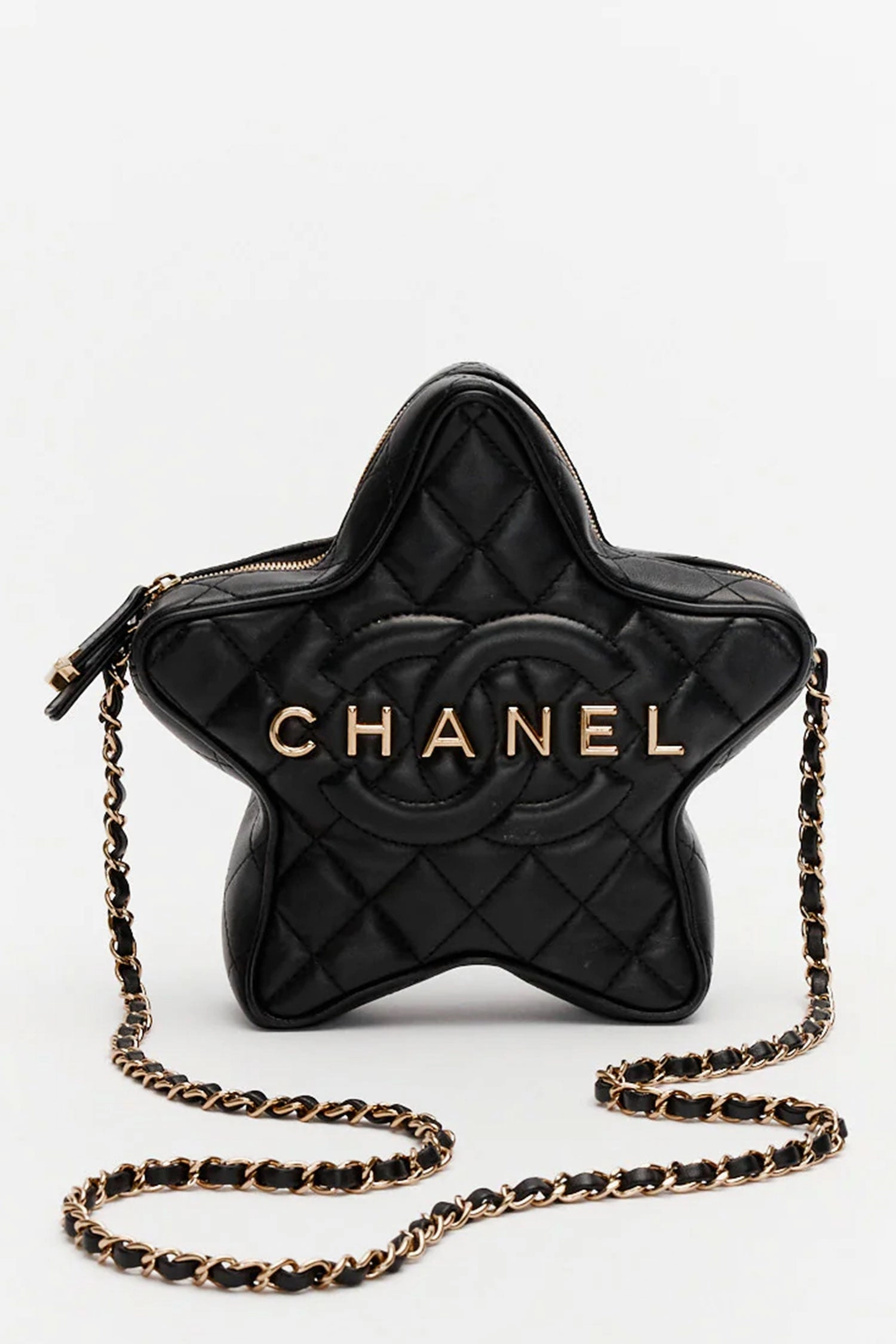 Pre-Loved Chanel 2024 Black Leather Walk Of Fame Star Handbag