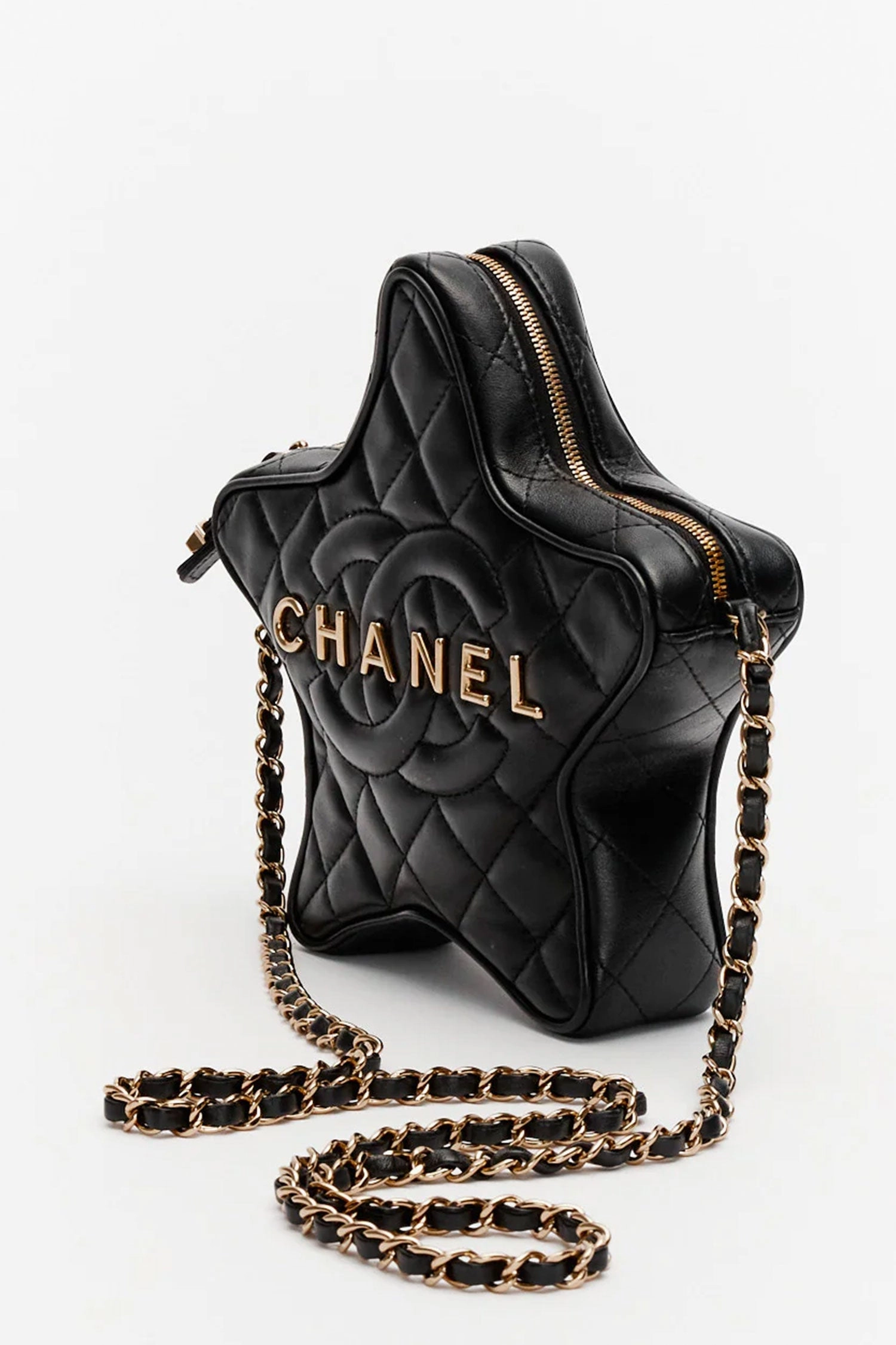 Pre-Loved Chanel 2024 Black Leather Walk Of Fame Star Handbag