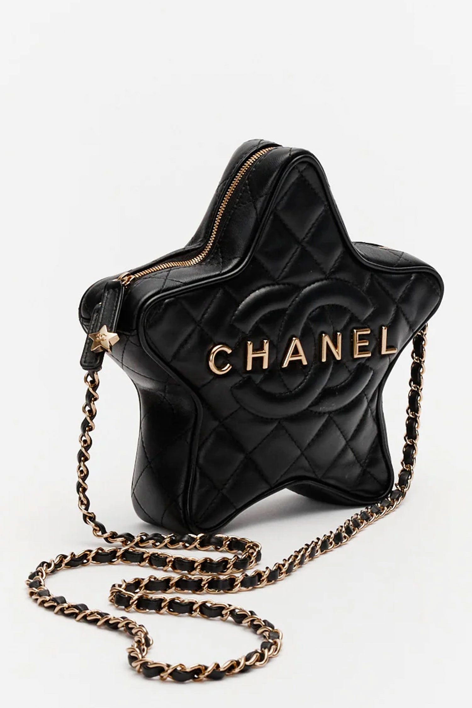 Pre-Loved Chanel 2024 Black Leather Walk Of Fame Star Handbag