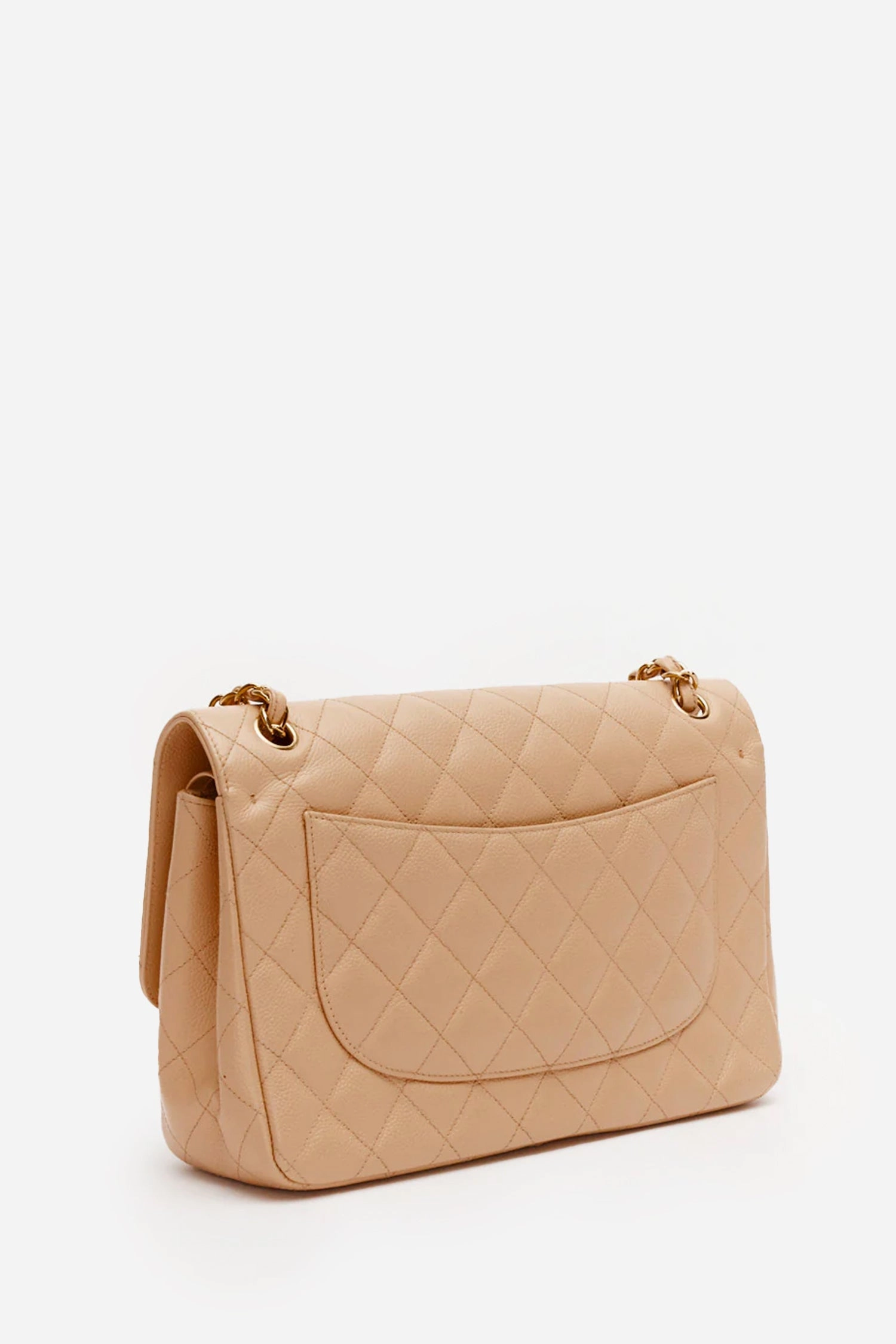 Pre-Loved Chanel Beige Caviar Leather Jumbo Classic Double Flap Bag