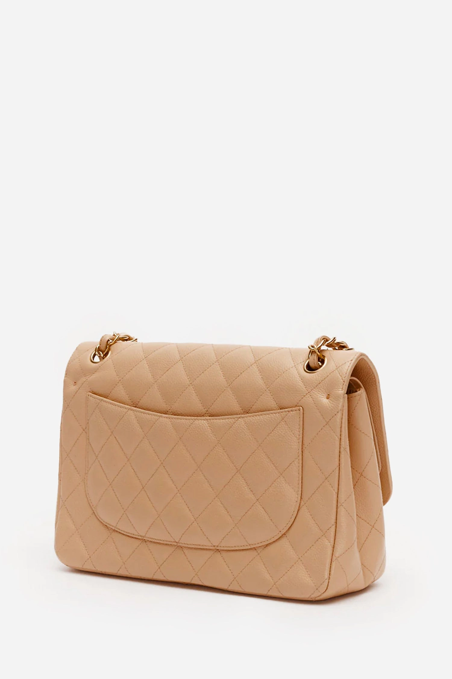 Pre-Loved Chanel Beige Caviar Leather Jumbo Classic Double Flap Bag