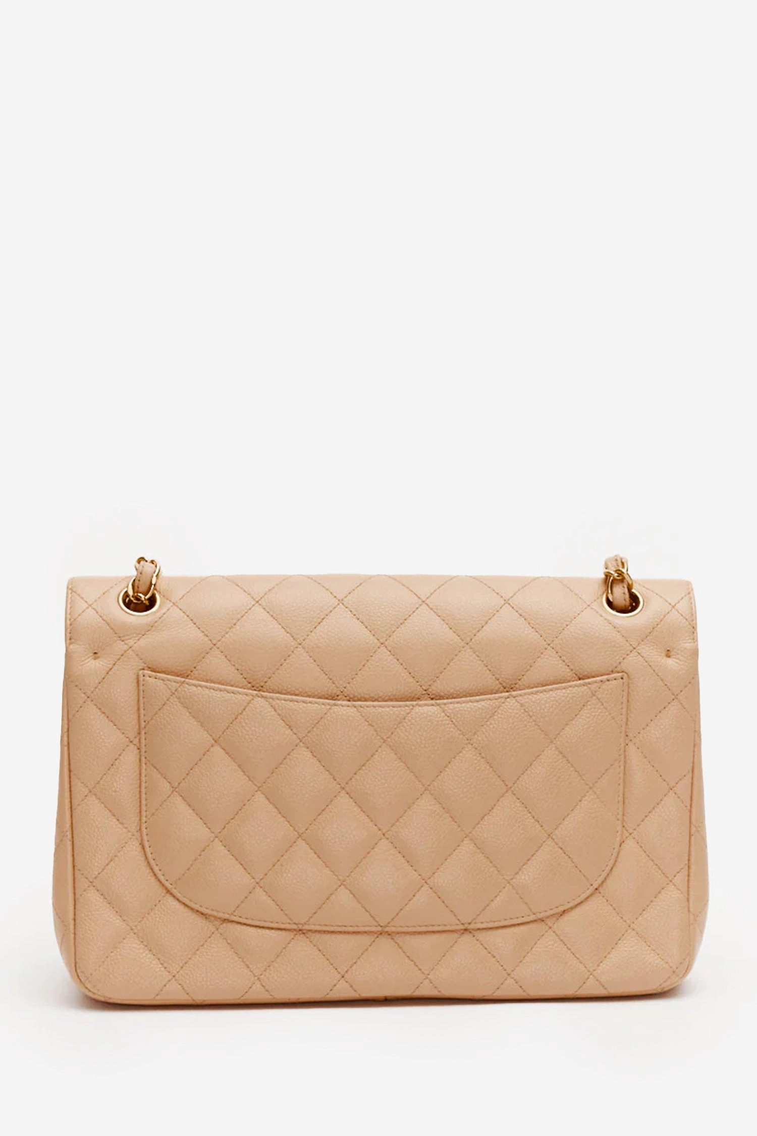 Pre-Loved Chanel Beige Caviar Leather Jumbo Classic Double Flap Bag