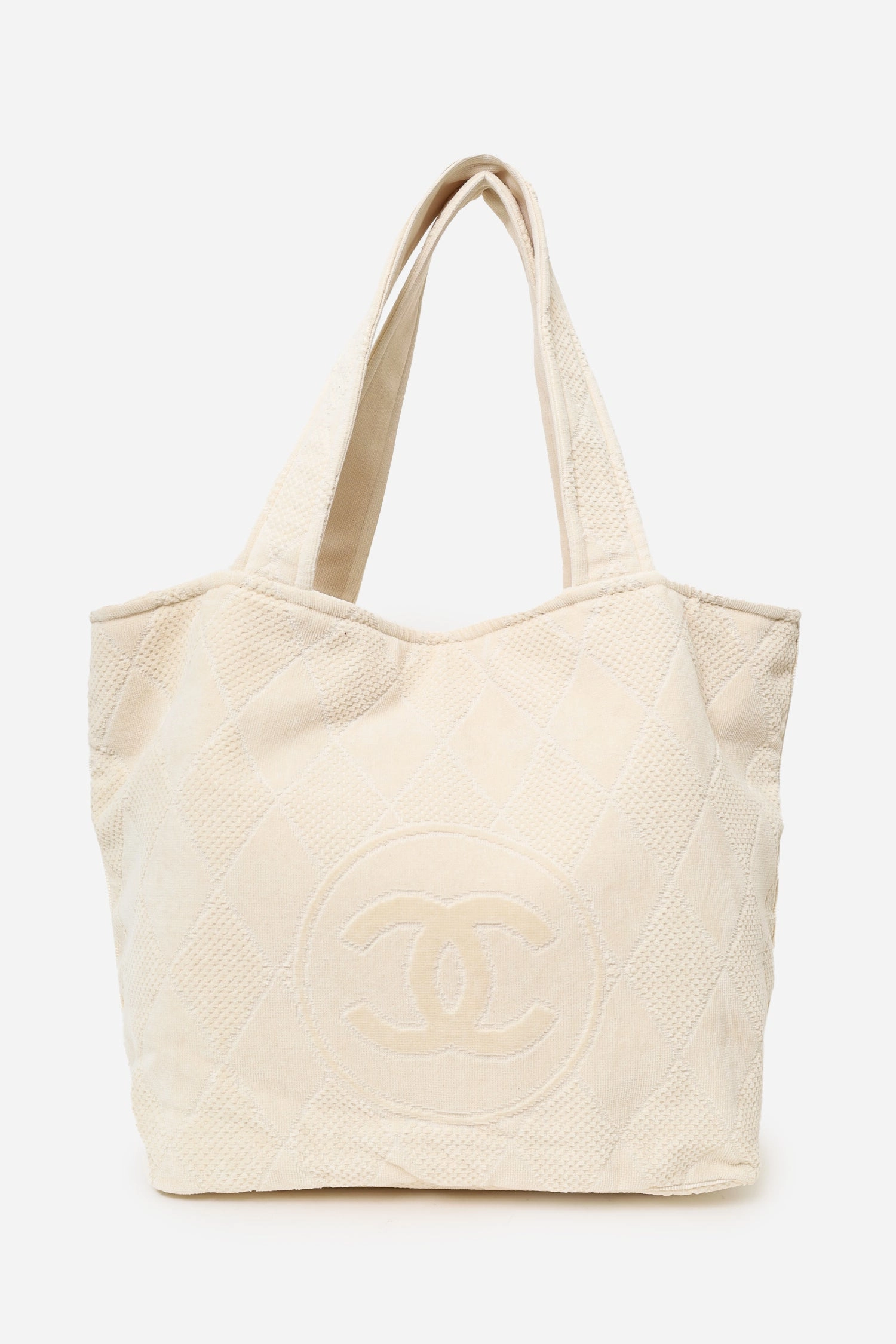 Pre-Loved Chanel Beige Terry Cloth Beach Tote & Towel Set