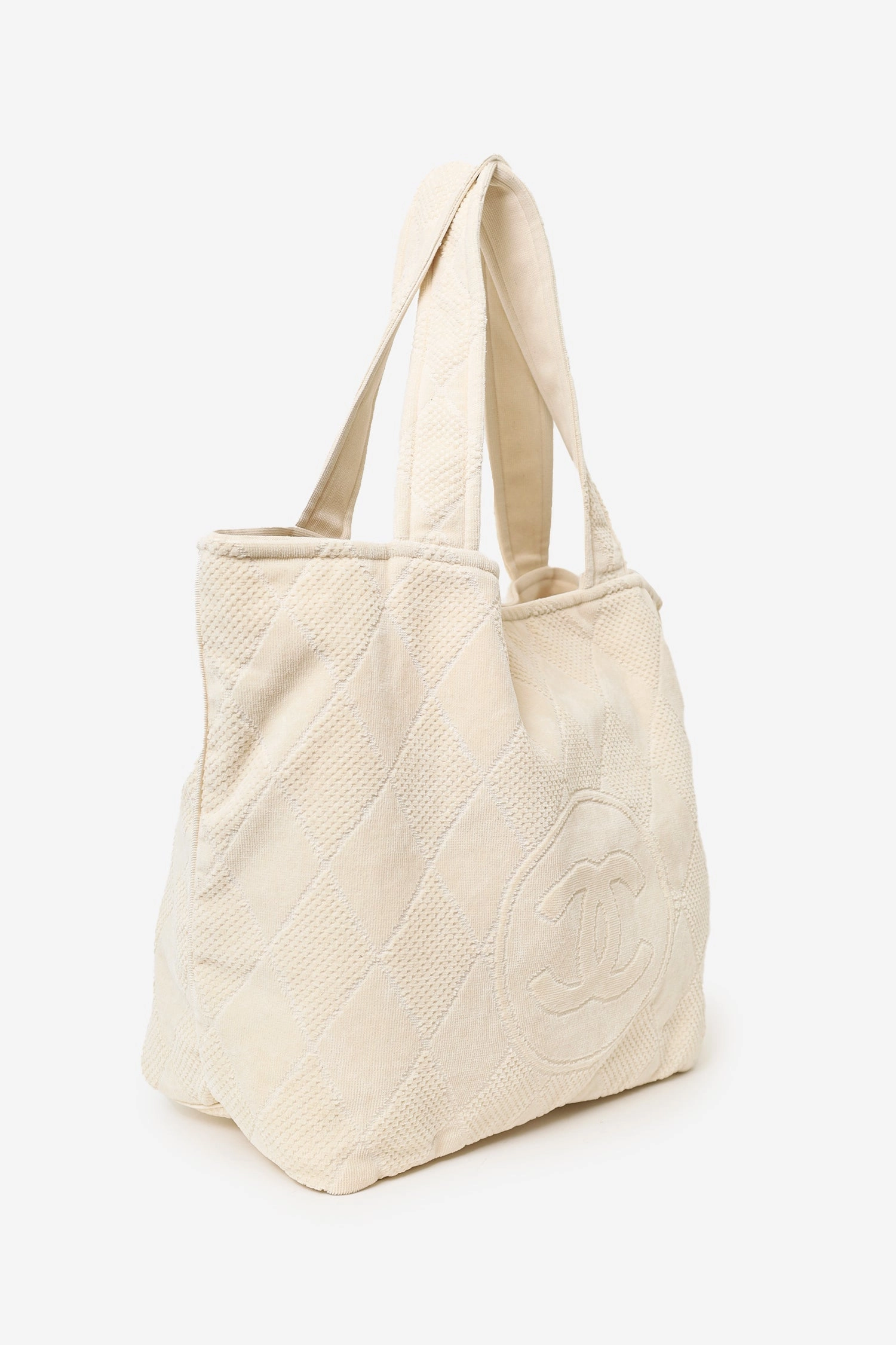 Pre-Loved Chanel Beige Terry Cloth Beach Tote & Towel Set