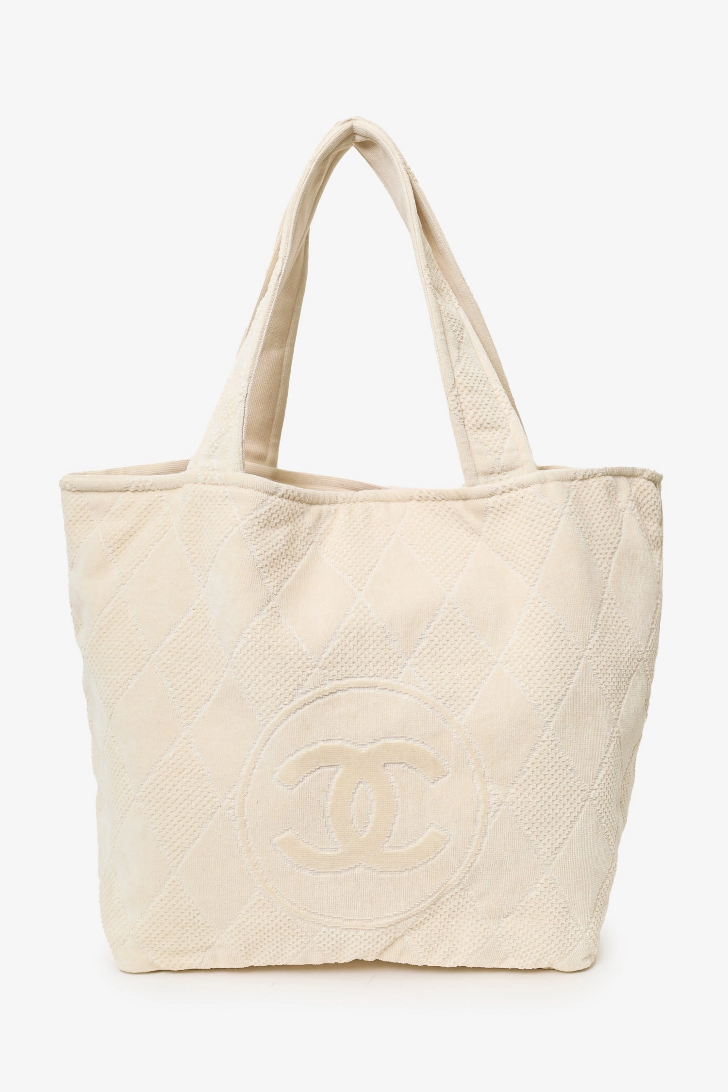 Pre-Loved Chanel Beige Terry Cloth Beach Tote & Towel Set