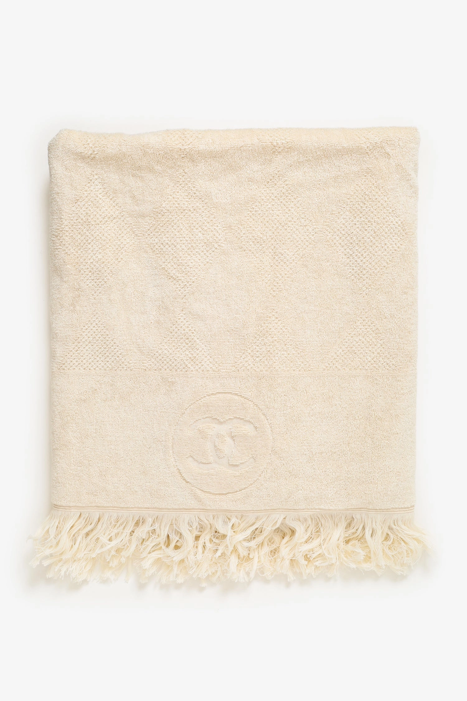 Pre-Loved Chanel Beige Terry Cloth Beach Tote & Towel Set