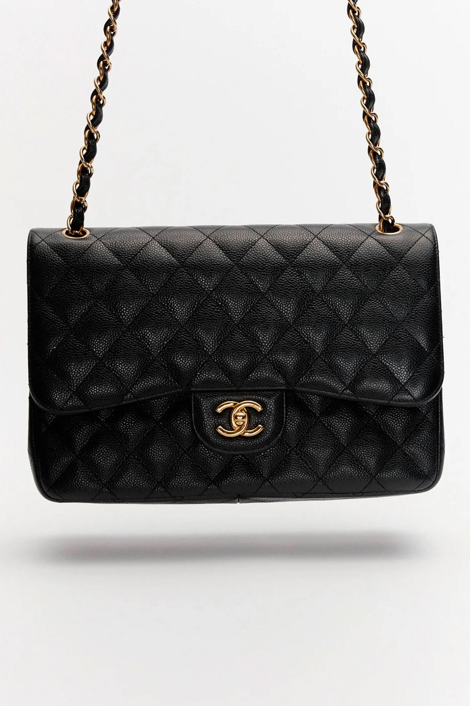 Pre-Loved Chanel Black Caviar Leather Jumbo Classic Double Flap