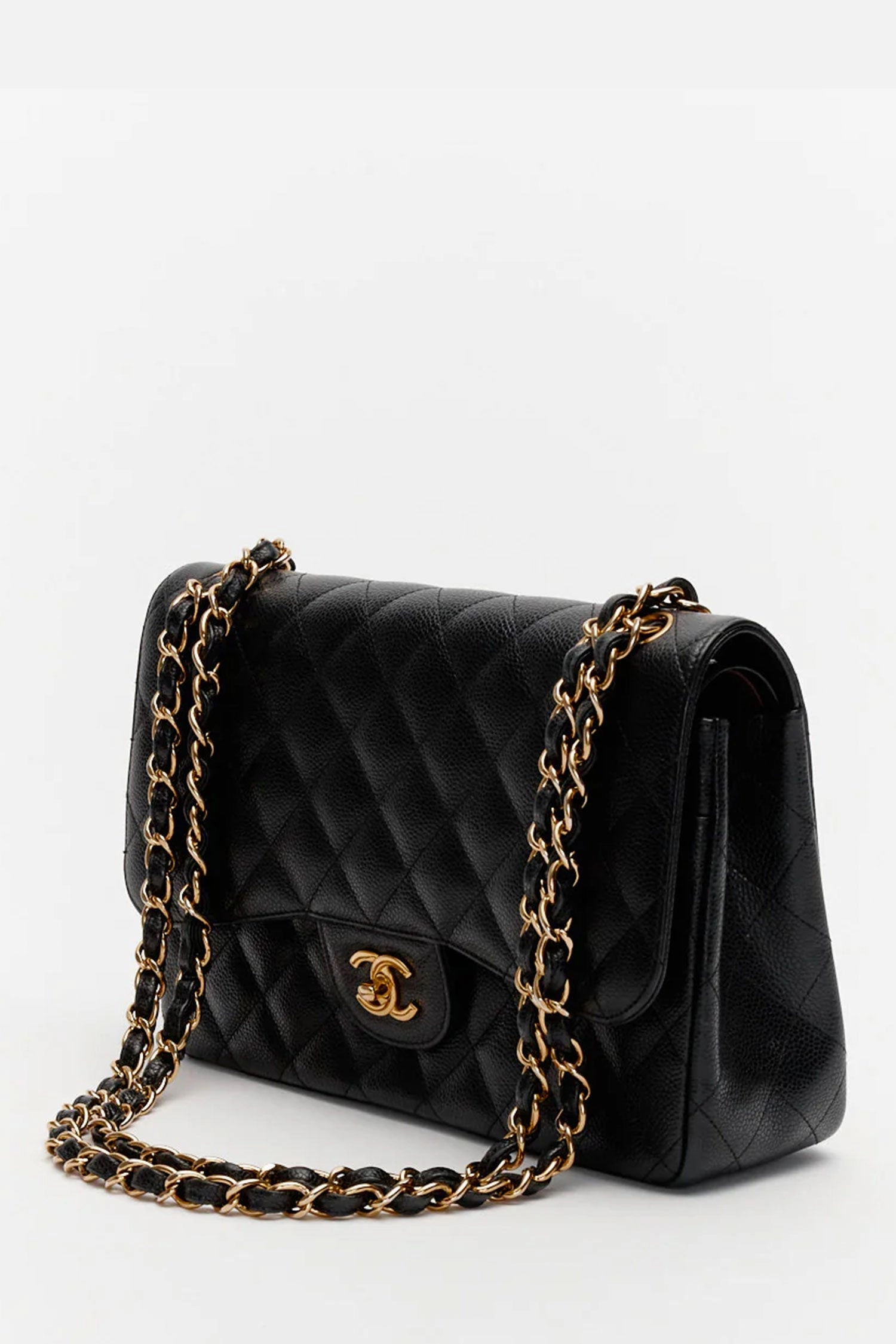 Pre-Loved Chanel Black Caviar Leather Jumbo Classic Double Flap