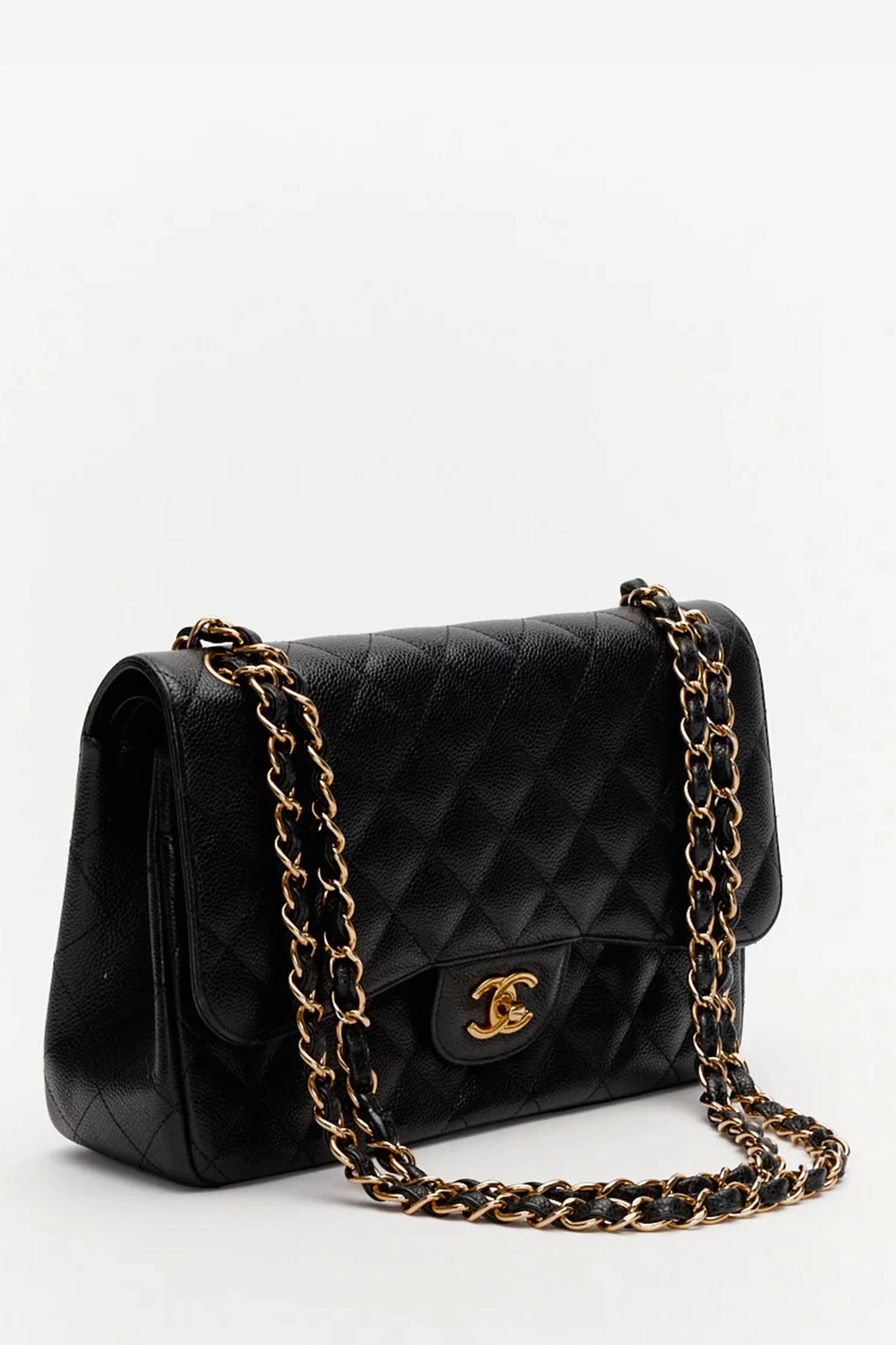 Pre-Loved Chanel Black Caviar Leather Jumbo Classic Double Flap