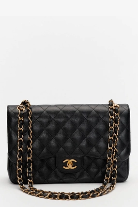 Pre-Loved Chanel Black Caviar Leather Jumbo Classic Double Flap