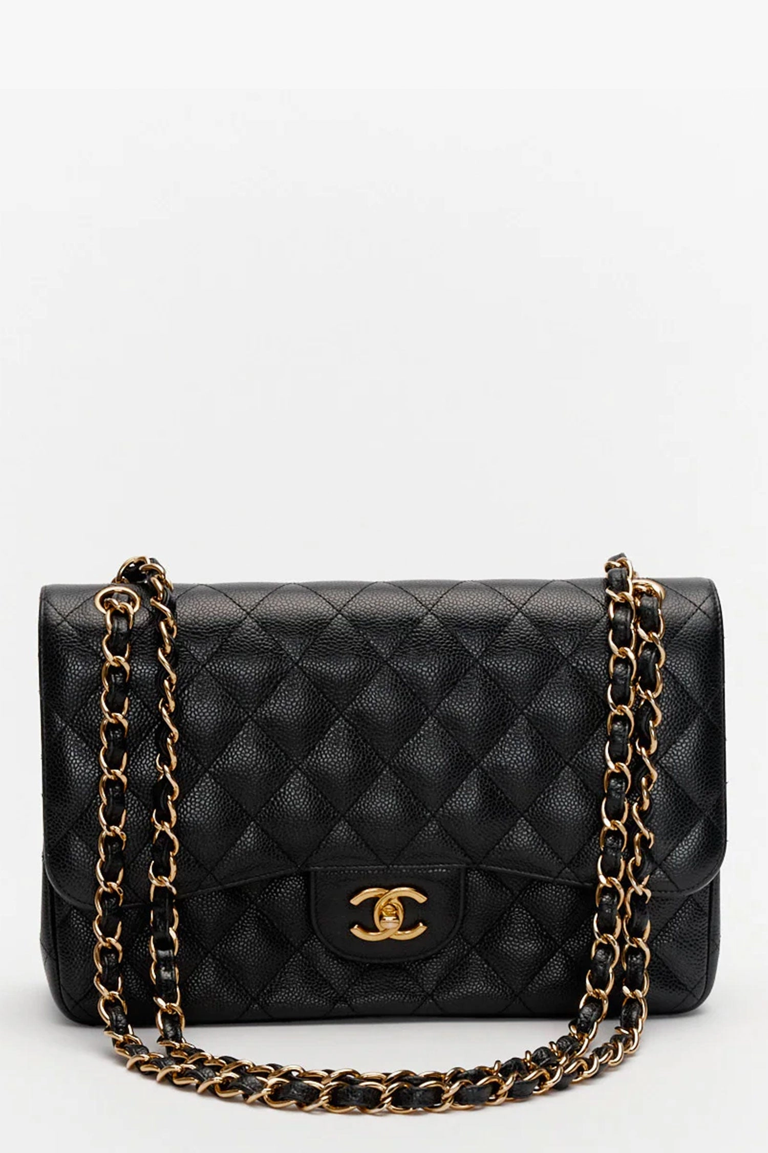 Pre-Loved Chanel Black Caviar Leather Jumbo Classic Double Flap