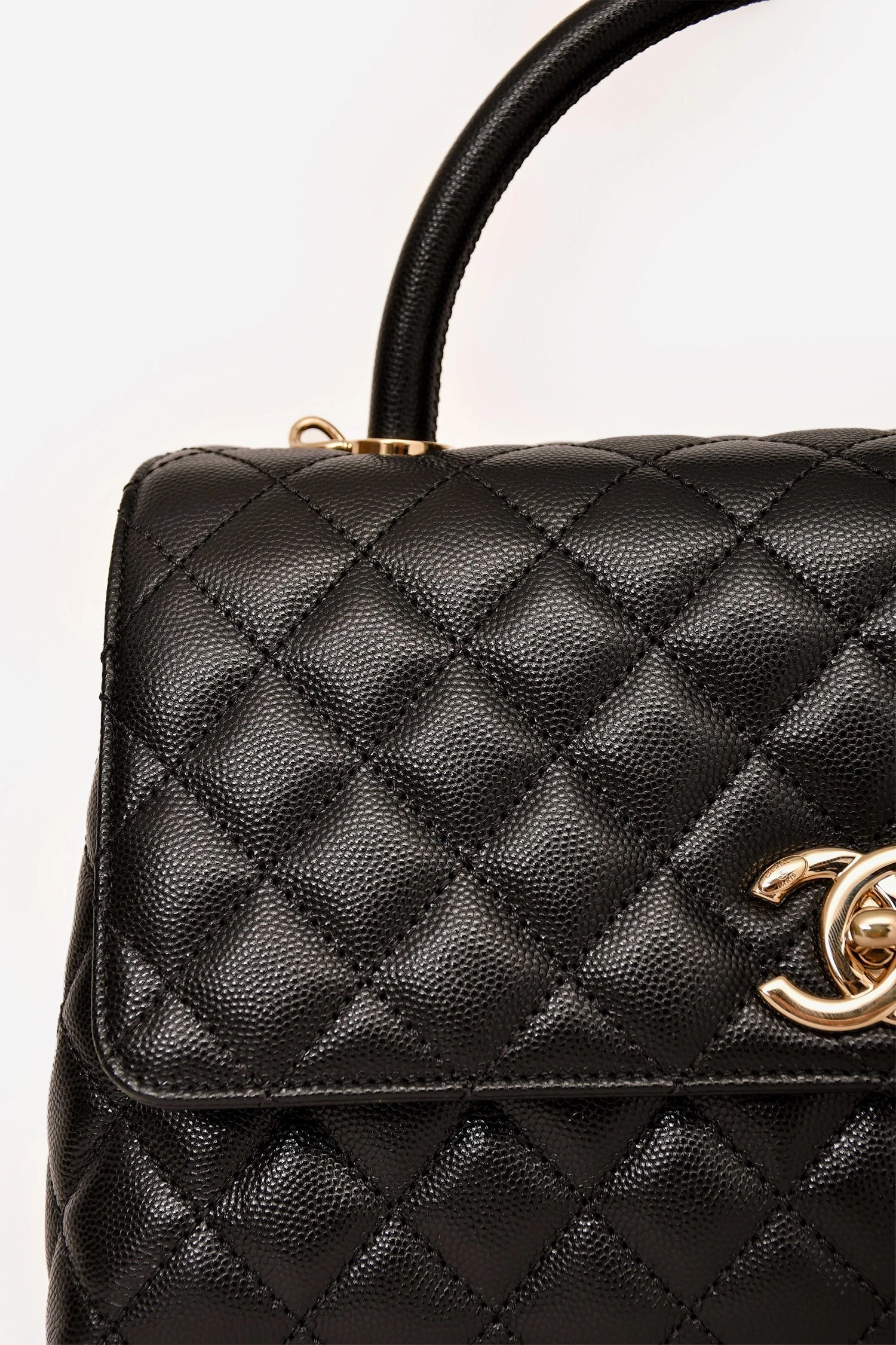 Pre-Loved Chanel Black Caviar Leather Small Coco Handle with Strap