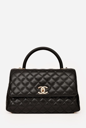 Pre-Loved Chanel Black Caviar Leather Small Coco Handle with Strap