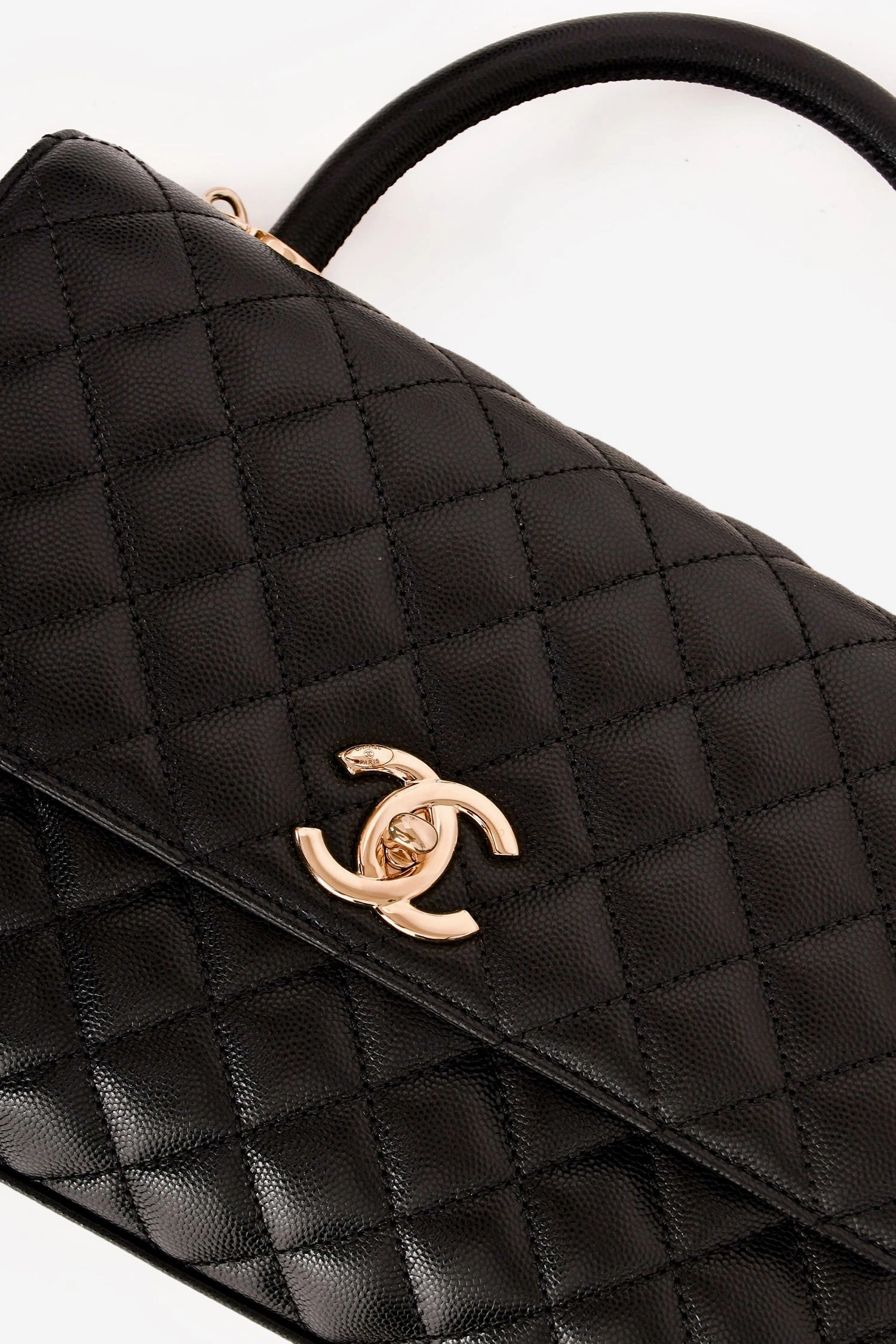 Pre-Loved Chanel Black Caviar Leather Small Coco Handle with Strap